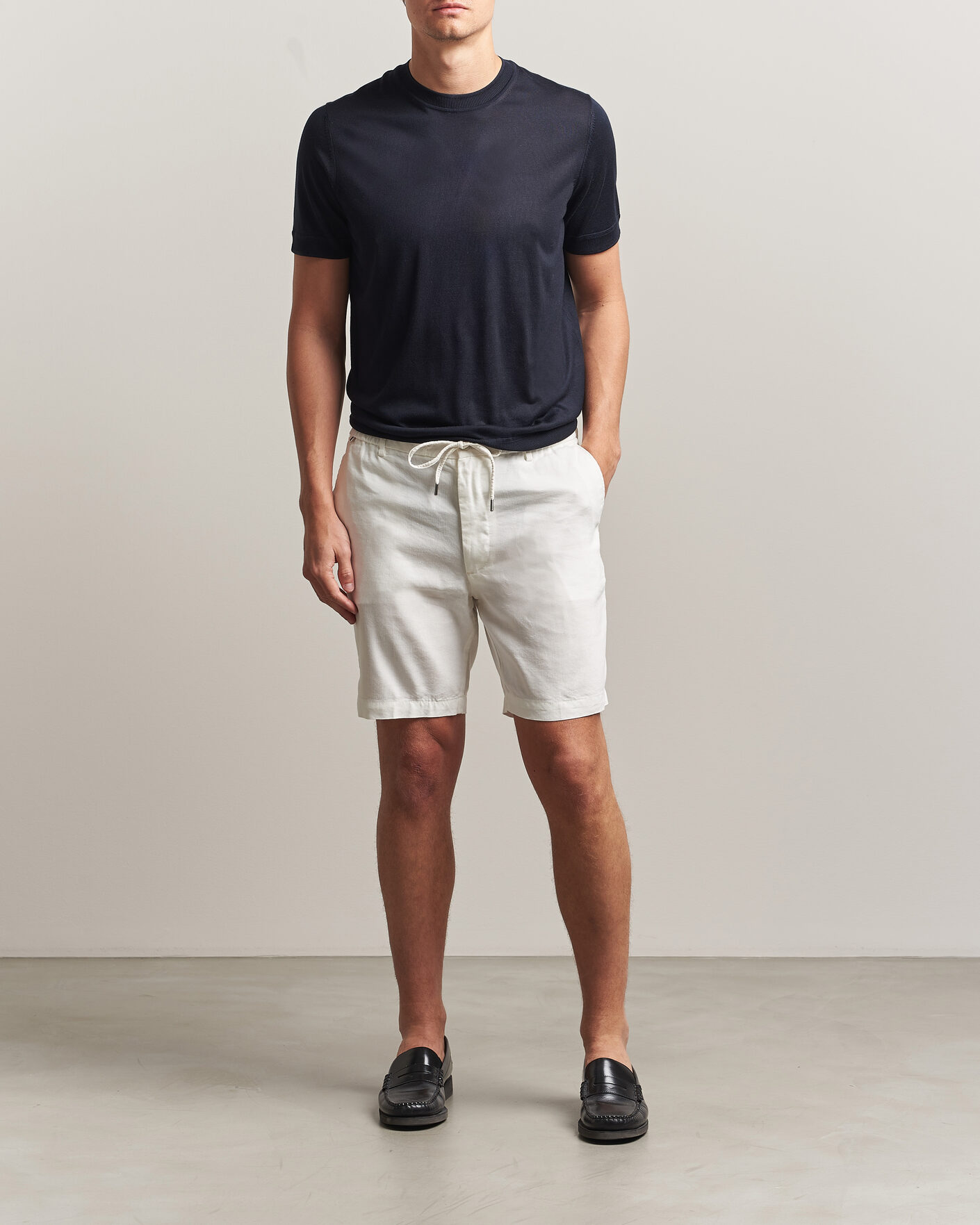 Men | Shorts | BOSS BLACK | Kane Linen Drawstring Shorts White