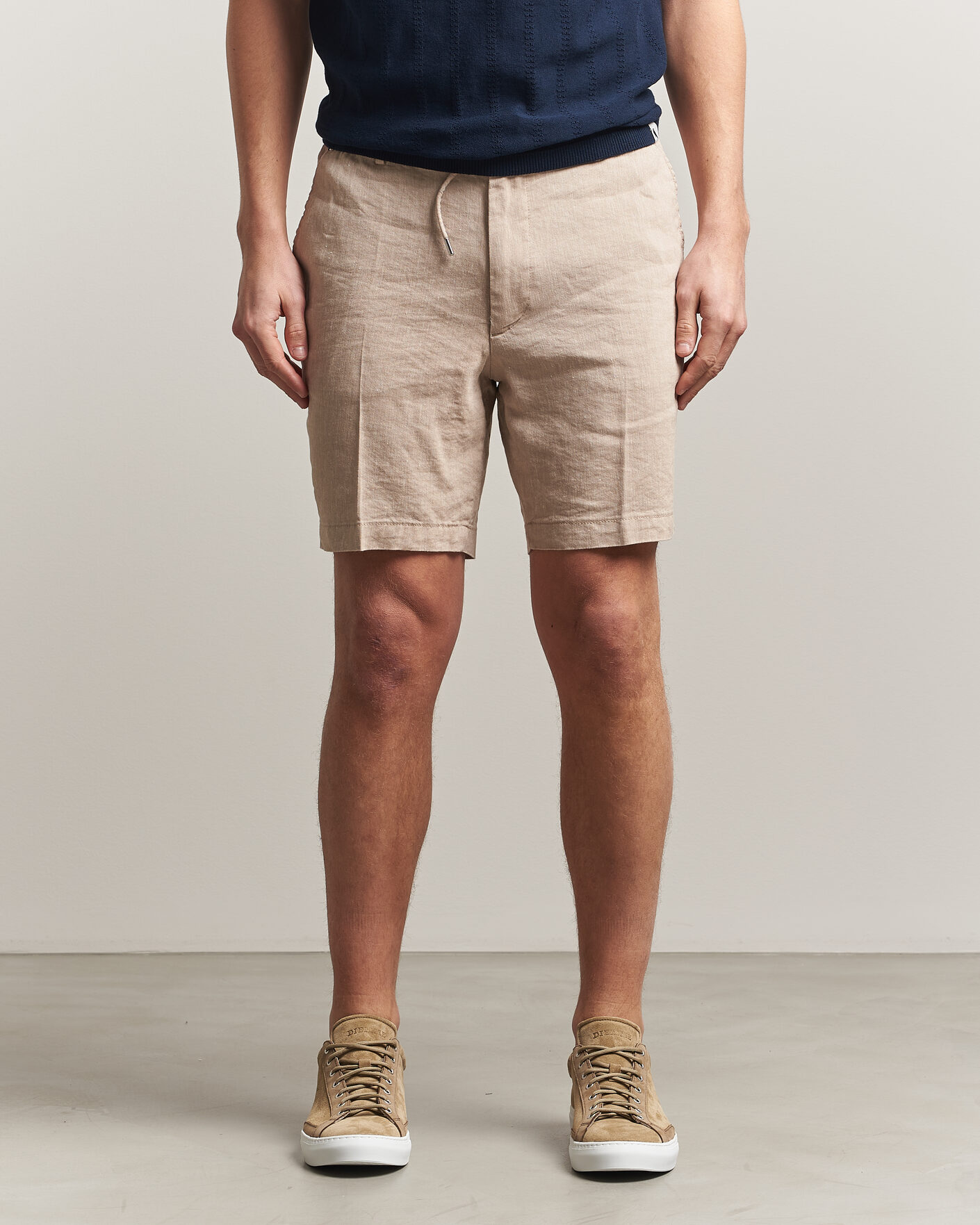 Men | Shorts | BOSS BLACK | Kane Linen Drawstring Shorts Open Beige