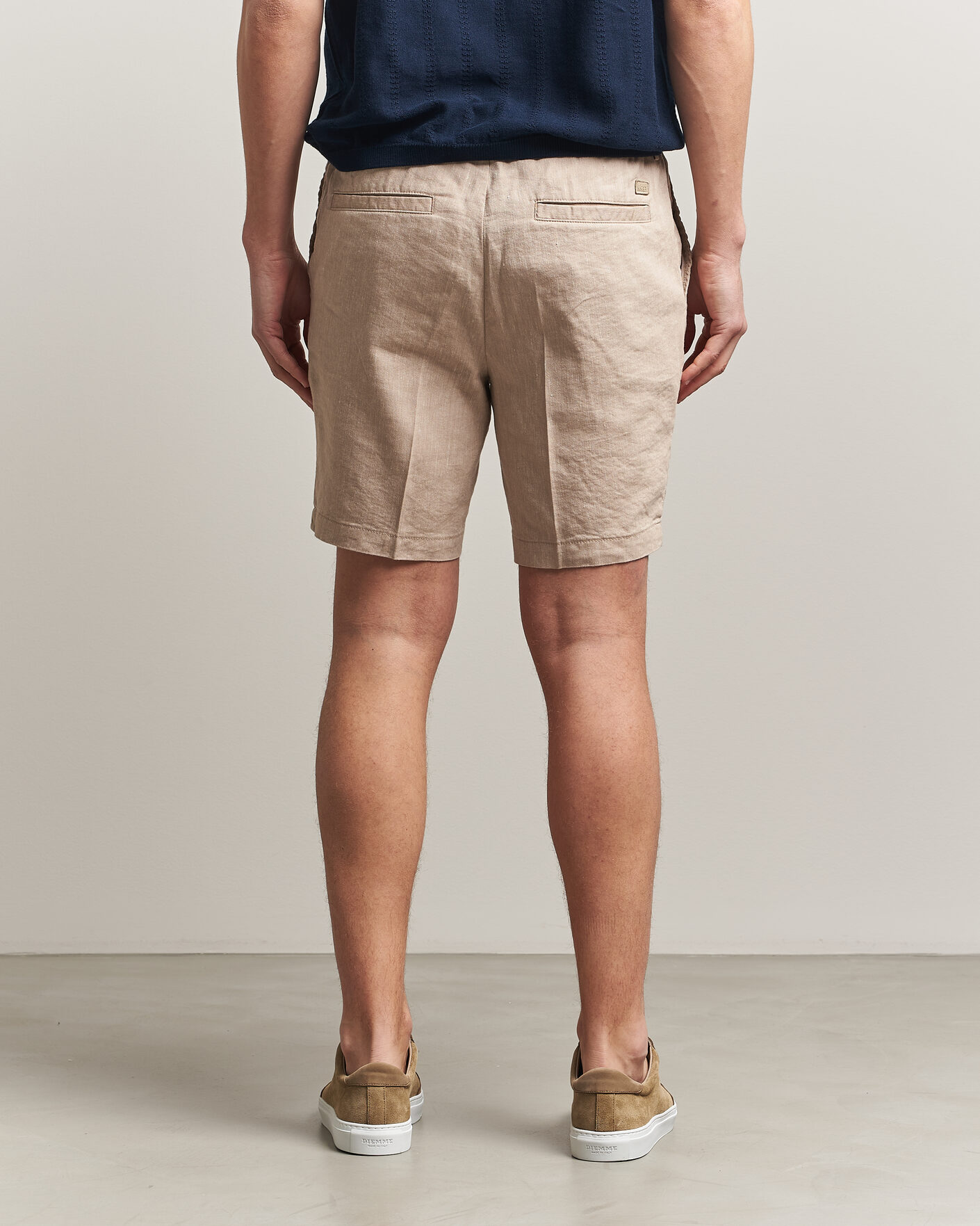 Men | Shorts | BOSS BLACK | Kane Linen Drawstring Shorts Open Beige