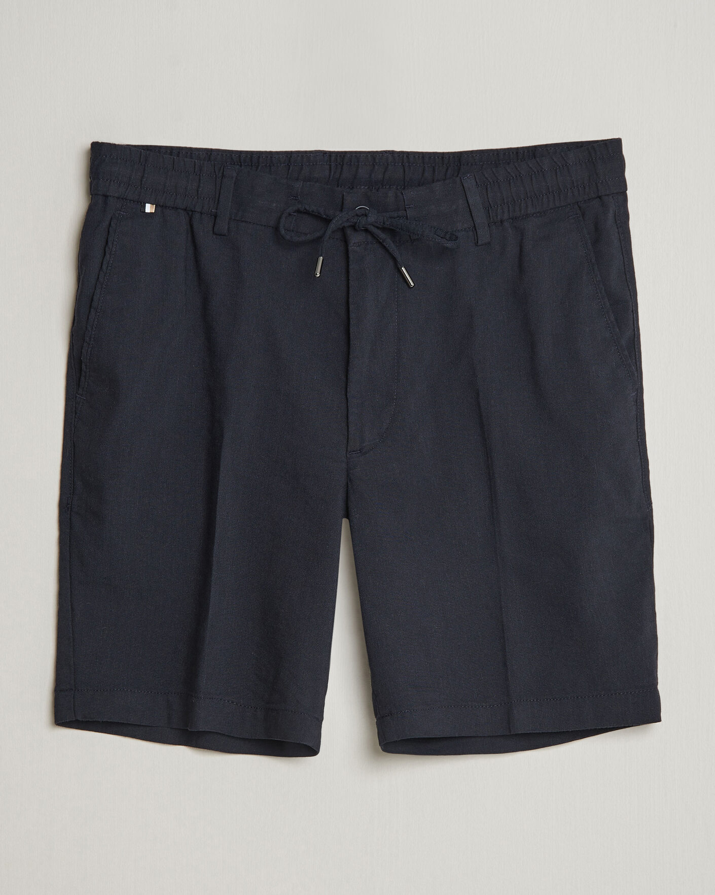 Men | Shorts | BOSS BLACK | Kane Linen Drawstring Shorts Dark Blue