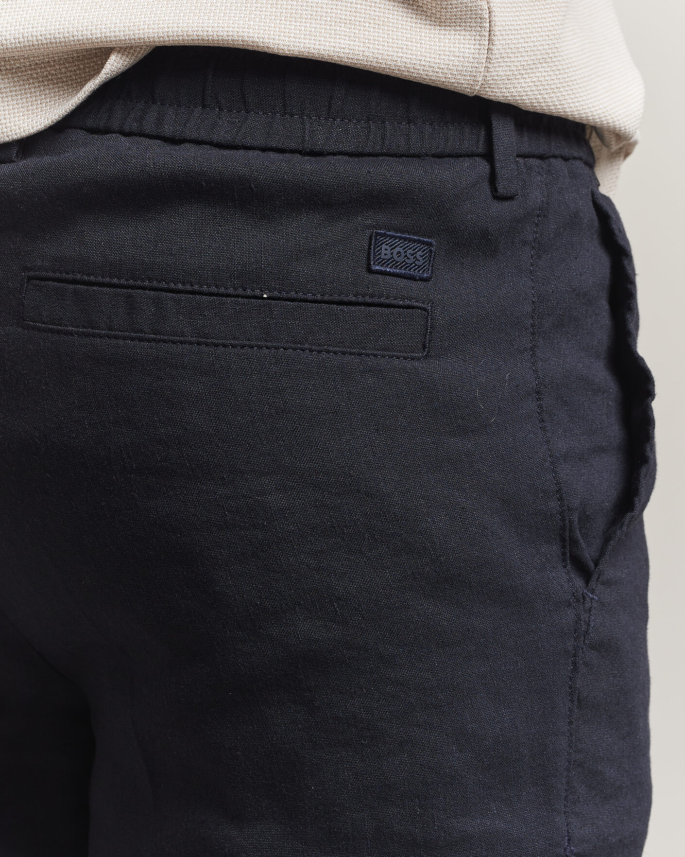 Men | Shorts | BOSS BLACK | Kane Linen Drawstring Shorts Dark Blue