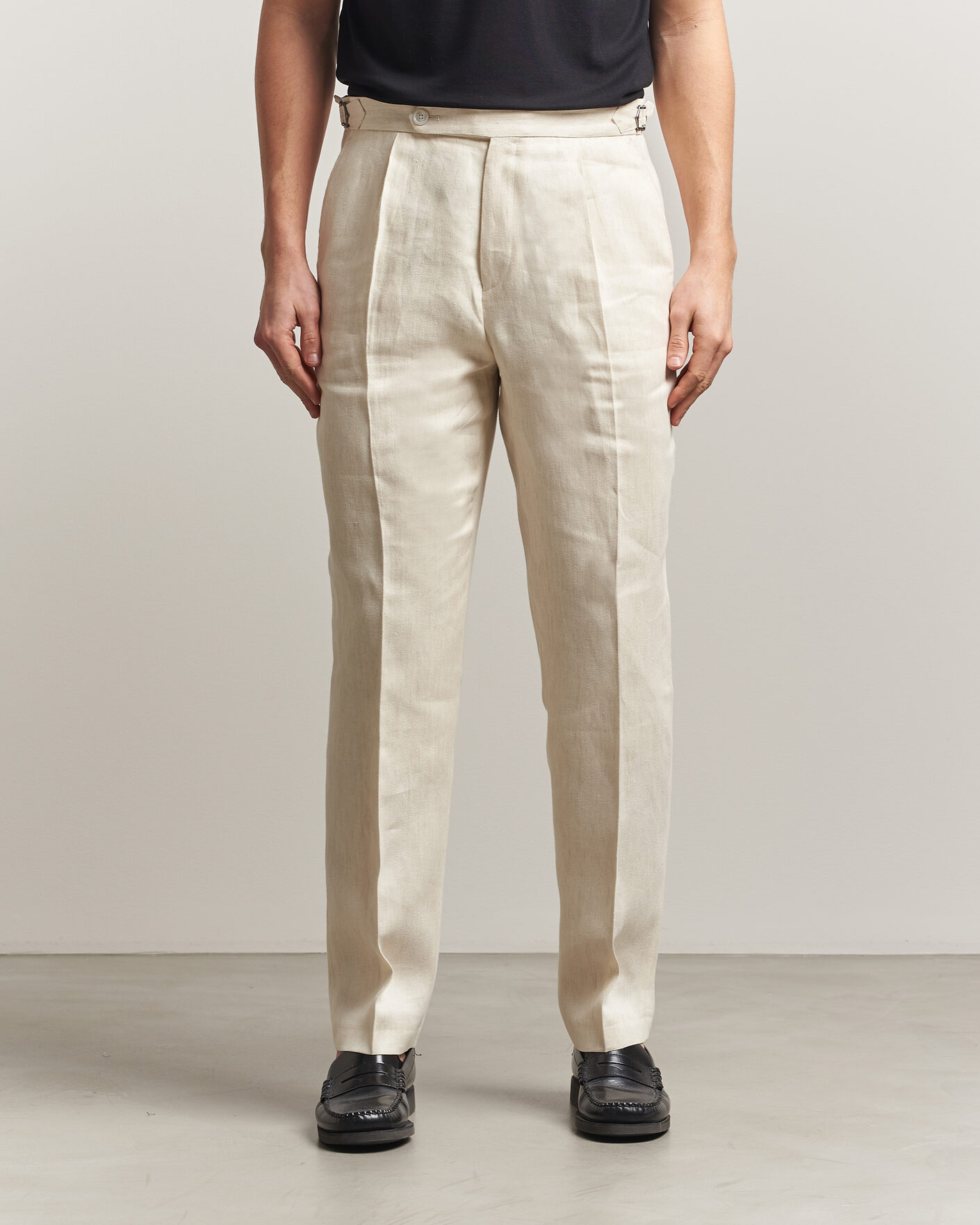 Men | Trousers | BOSS BLACK | Perino Linen Suit Trousers Open Beige