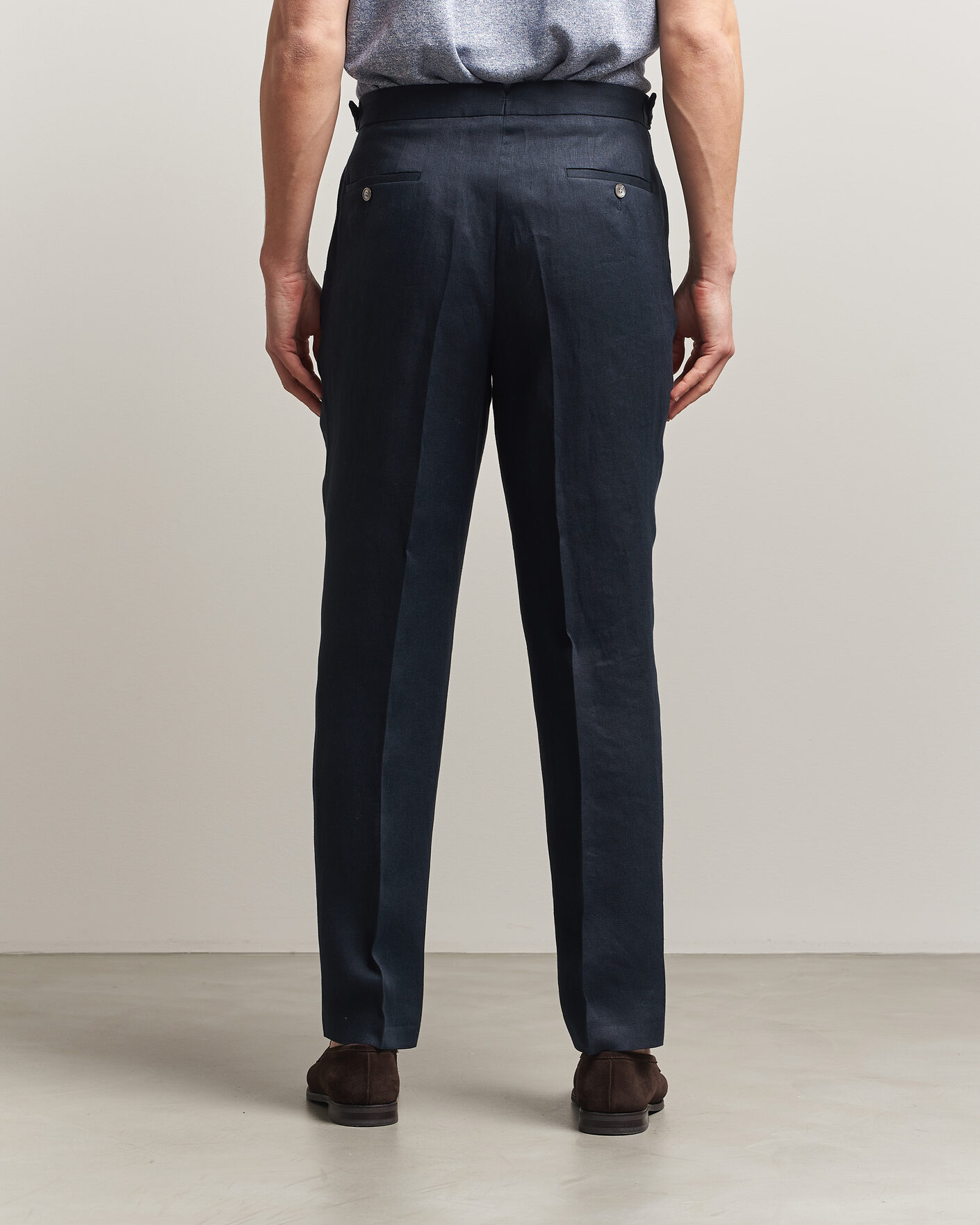 Men | Trousers | BOSS BLACK | Perino Linen Suit Trousers Dark Blue