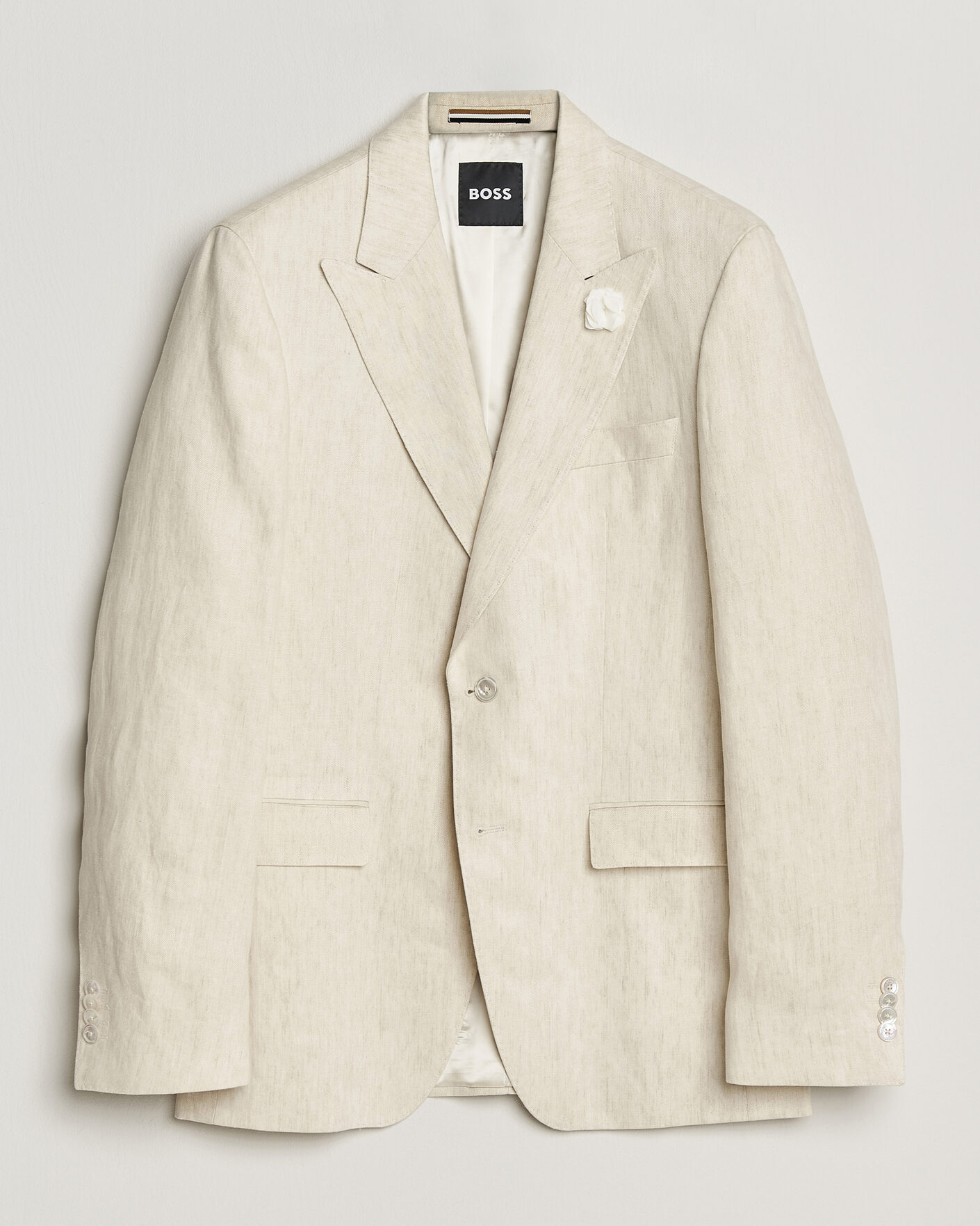 Men | Blazers | BOSS BLACK | Hutson Linen Suit Blazer Open Beige