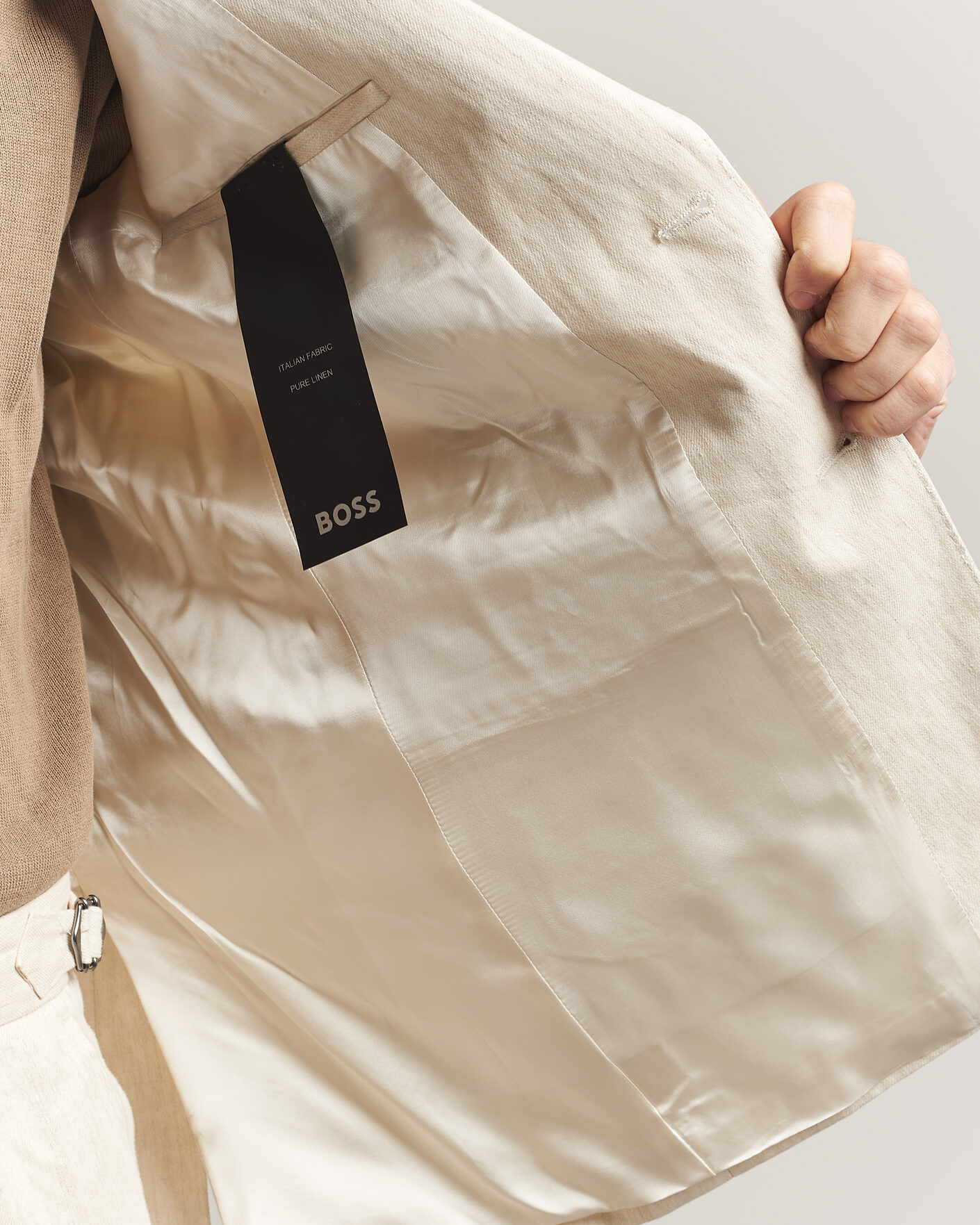 Men | Blazers | BOSS BLACK | Hutson Linen Suit Blazer Open Beige