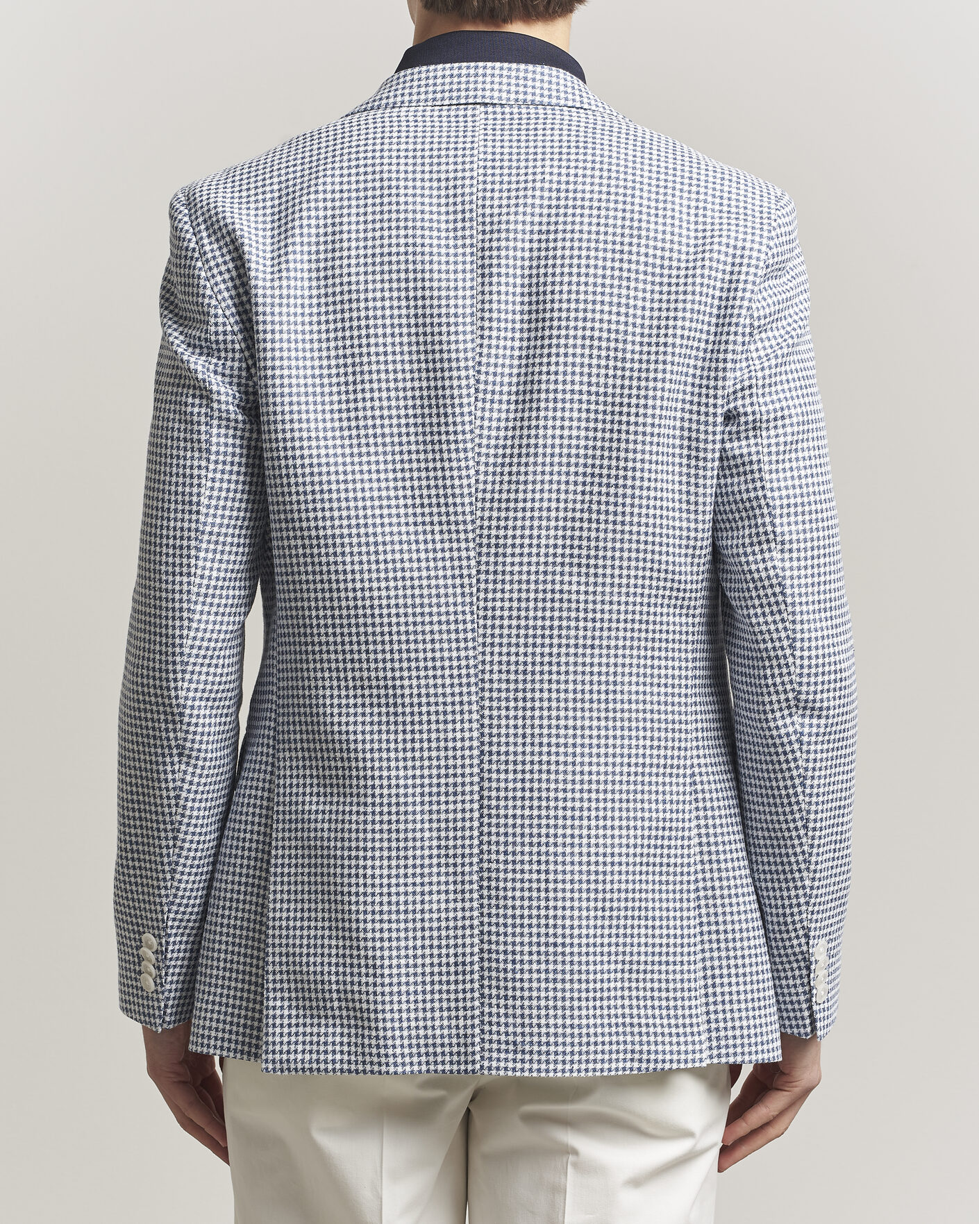 Men | Blazers | BOSS BLACK | Hutson Linen/Cotton Houndstooth Blazer Open Blue