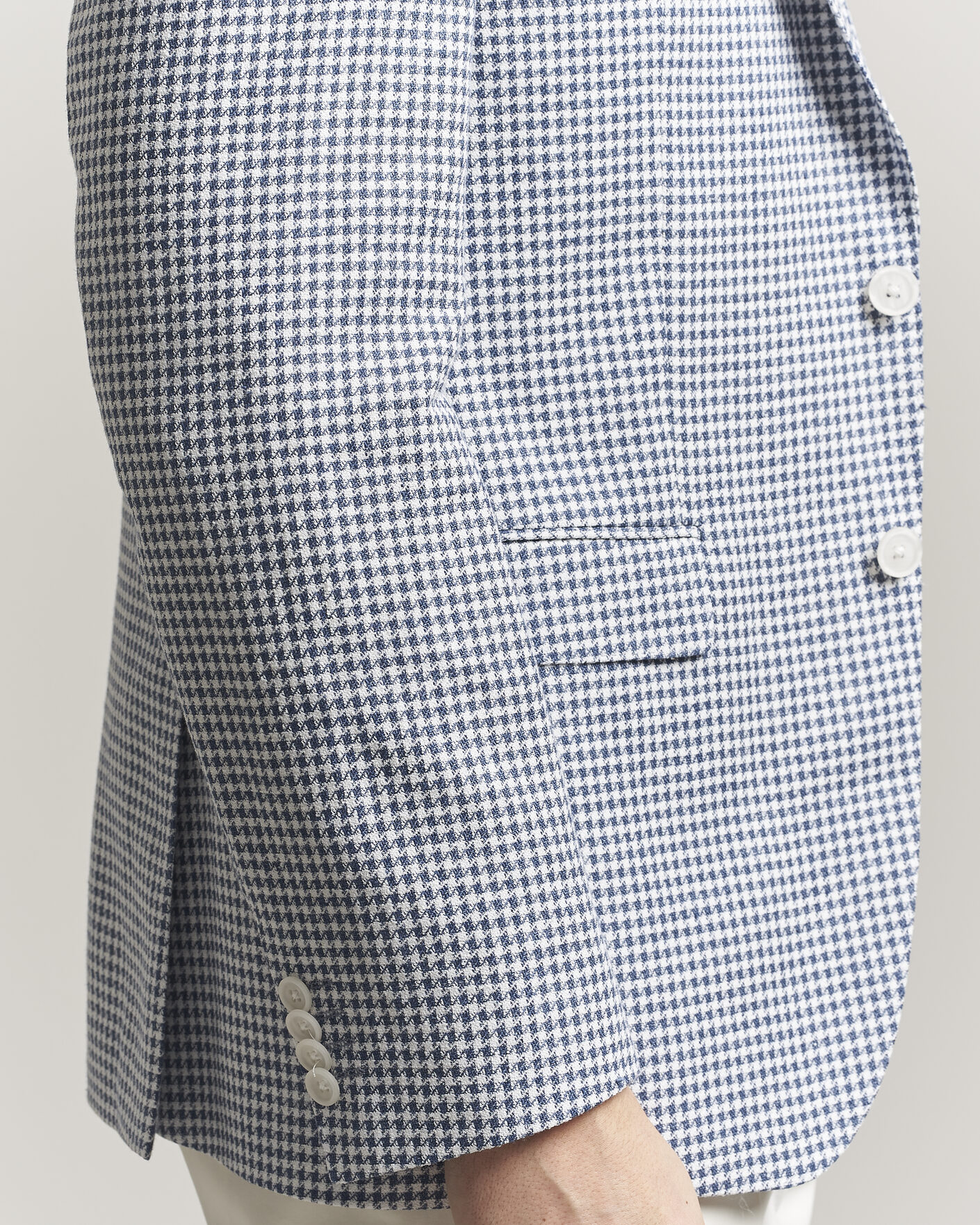 Men | Blazers | BOSS BLACK | Hutson Linen/Cotton Houndstooth Blazer Open Blue