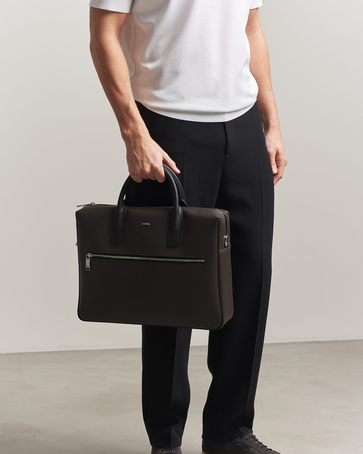 Men | Bags | BOSS BLACK | Daxter Leather Briefcase Dark Brown