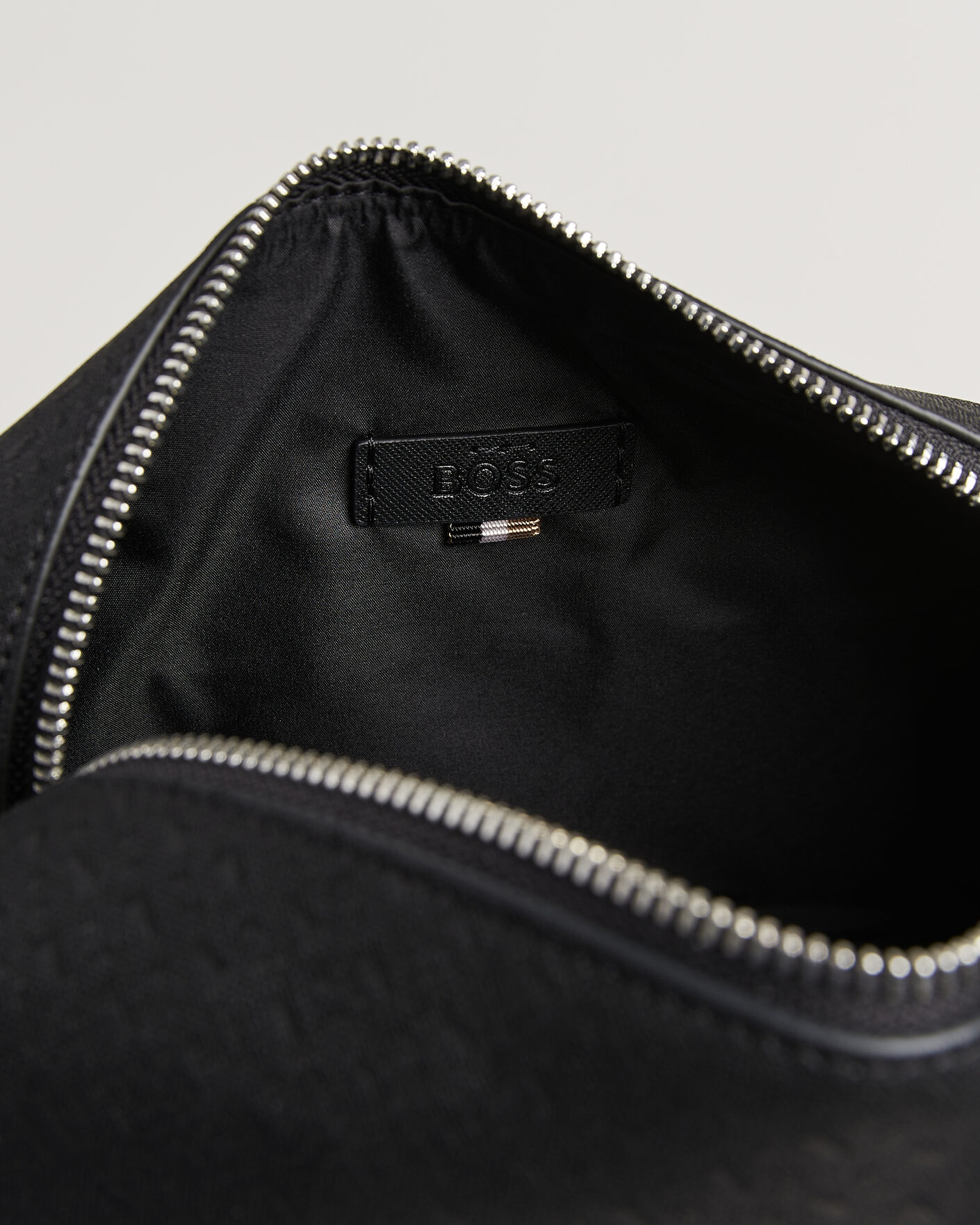 Men | Bags | BOSS BLACK | Daxter Monogram Leather Washbag Black
