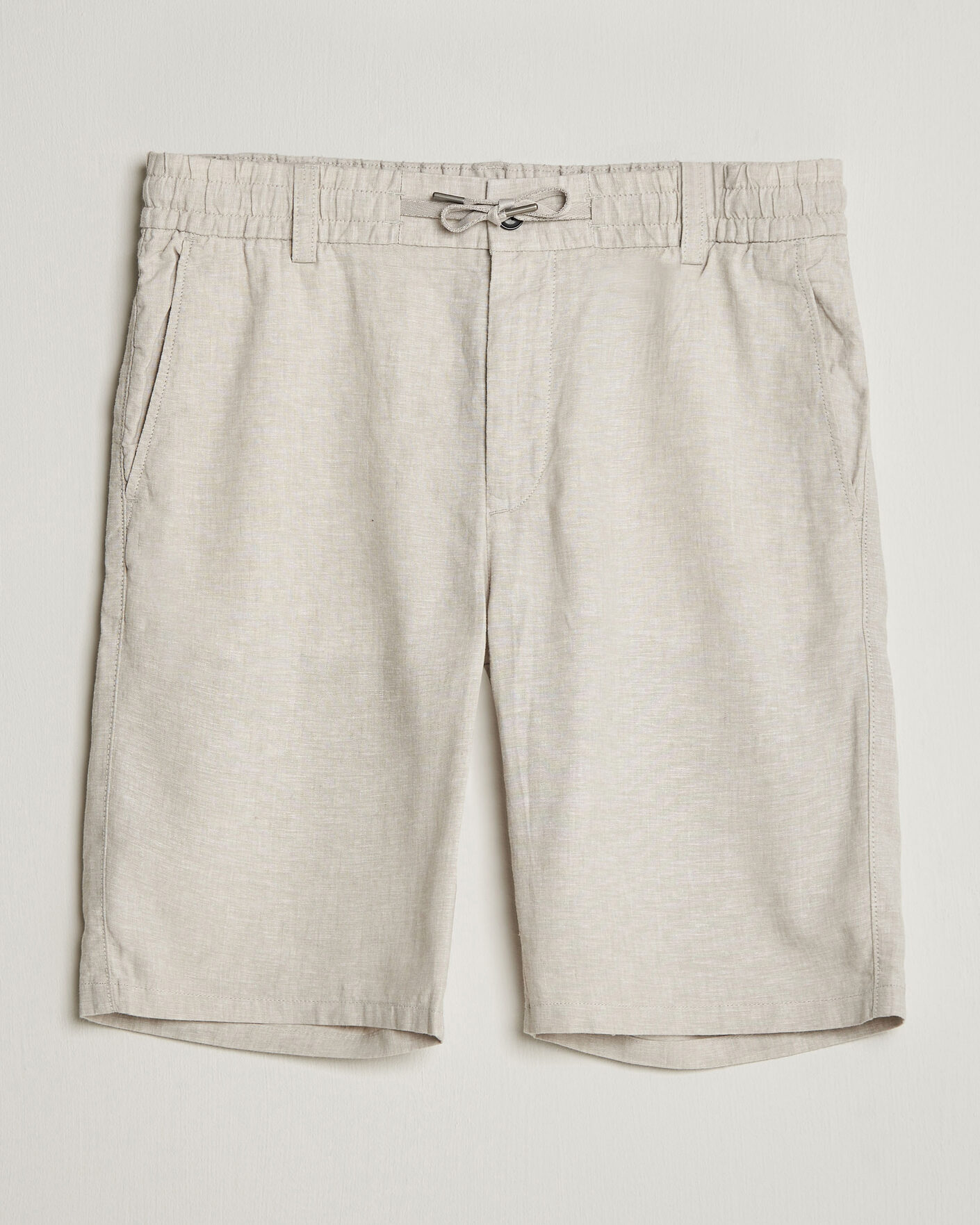 Men | Shorts | BOSS ORANGE | Tapered Linen Drawstring Shorts Open Grey