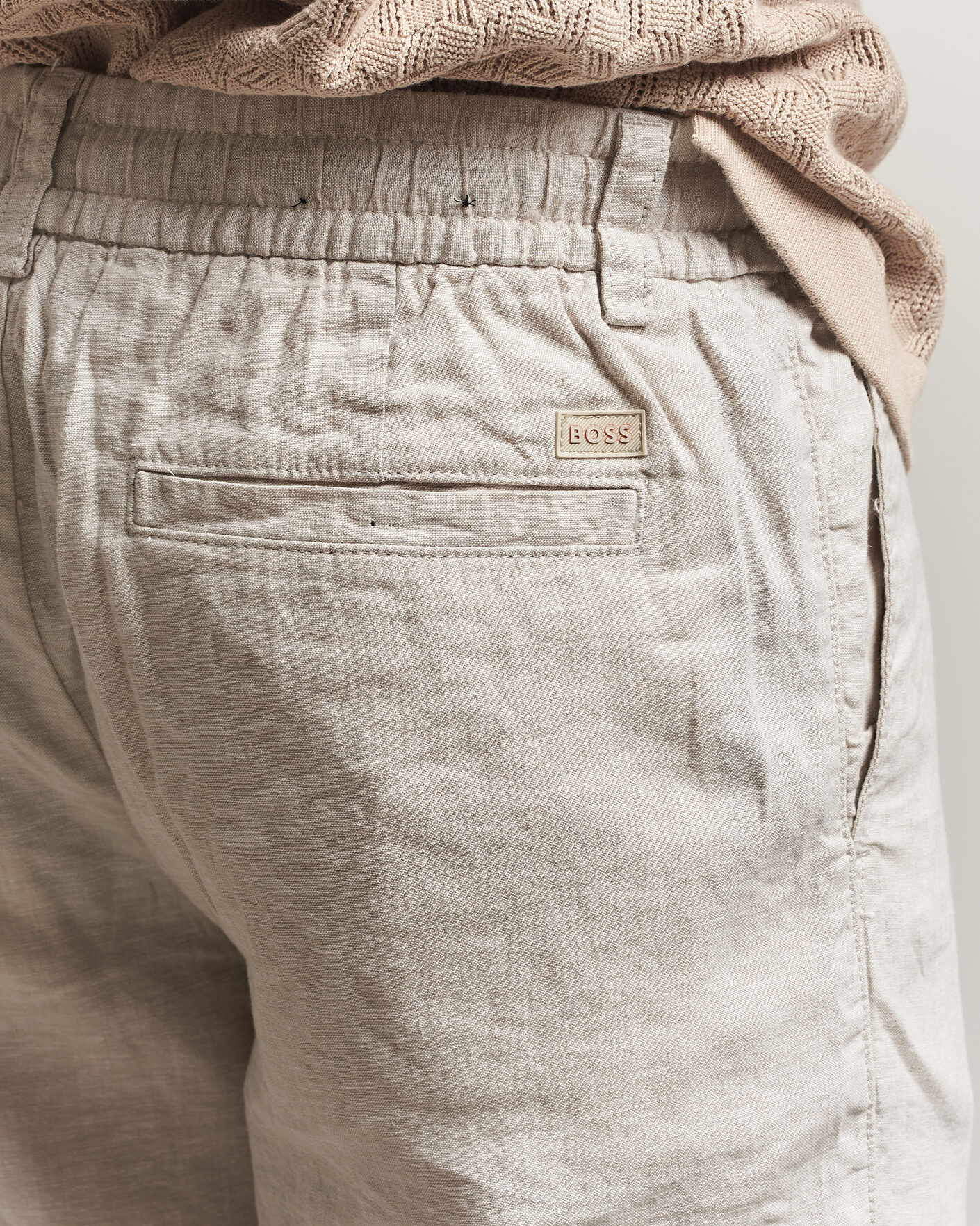 Men | Shorts | BOSS ORANGE | Tapered Linen Drawstring Shorts Open Grey