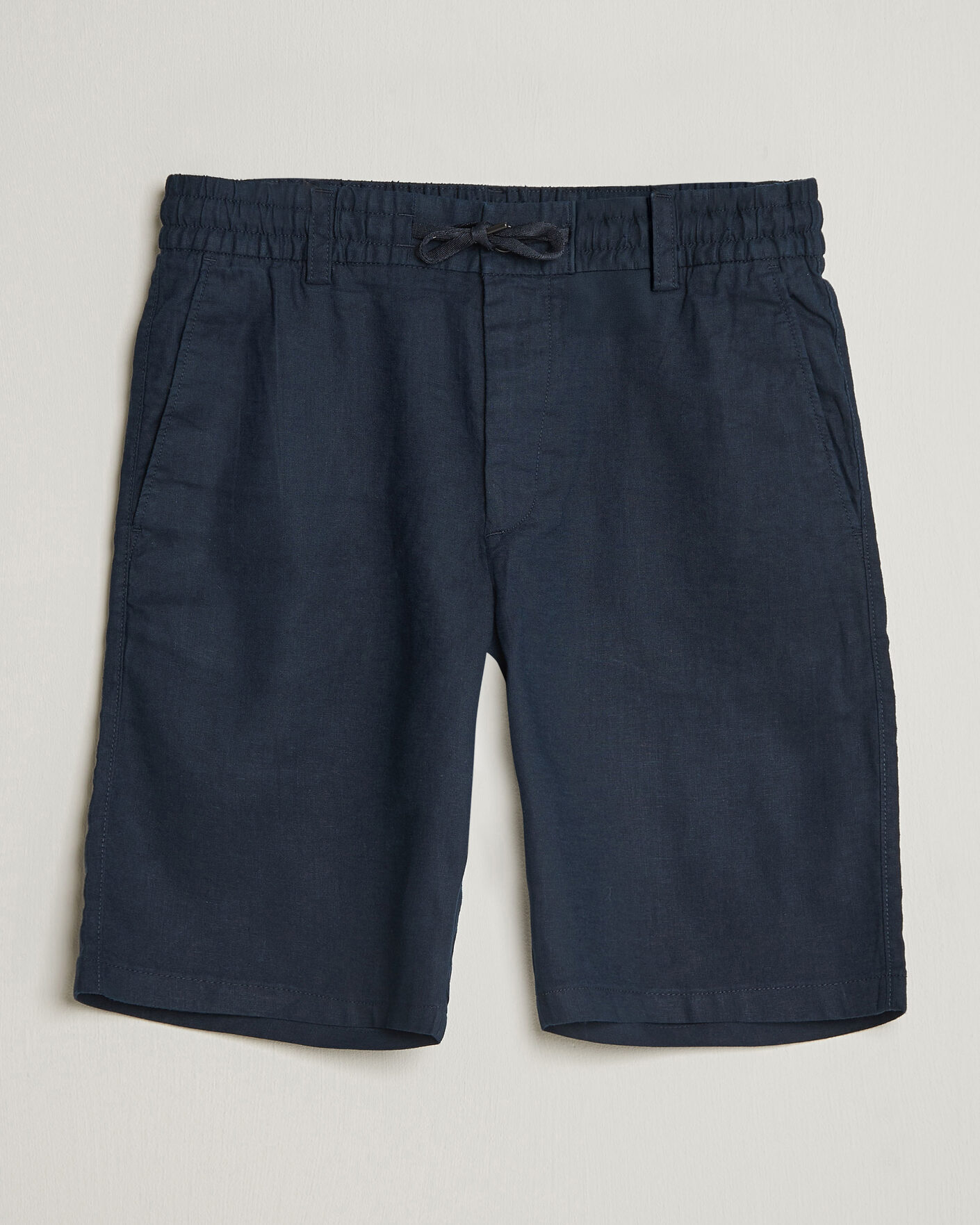 Men | Shorts | BOSS ORANGE | Tapered Linen Drawstring Shorts Dark Blue