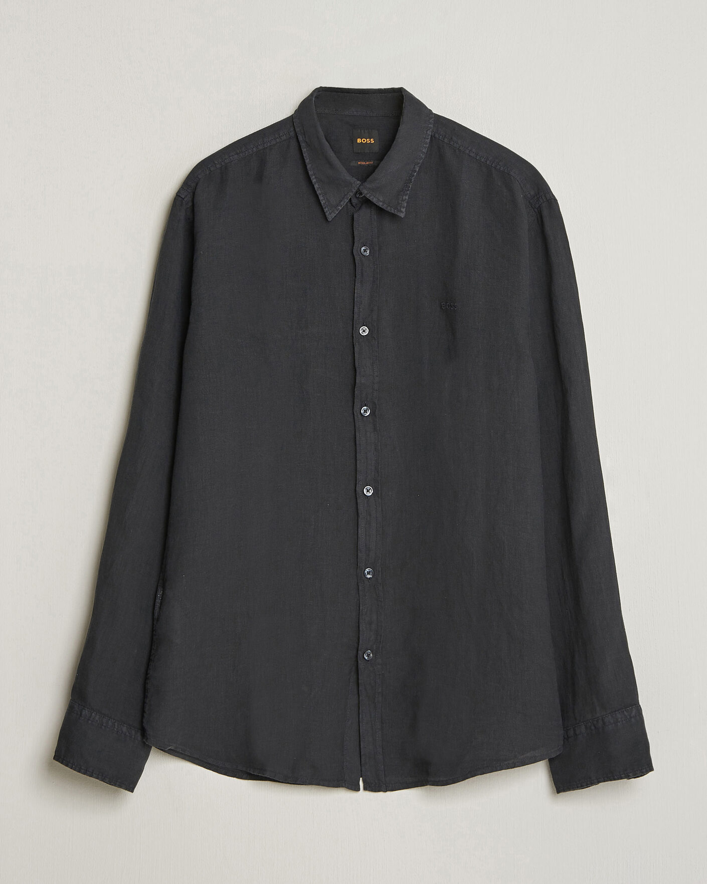 Men | Shirts | BOSS ORANGE | Relegant Linen Shirt Black