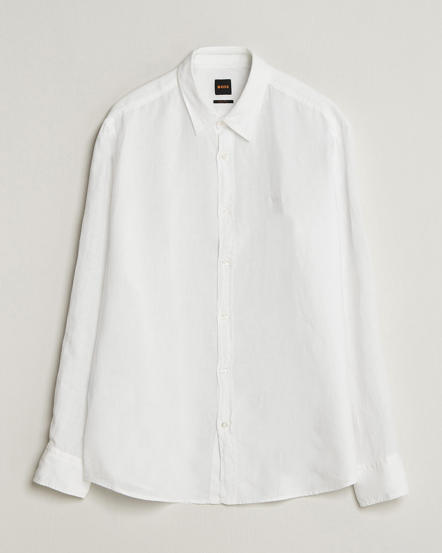 Men | Shirts | BOSS ORANGE | Relegant Linen Shirt White
