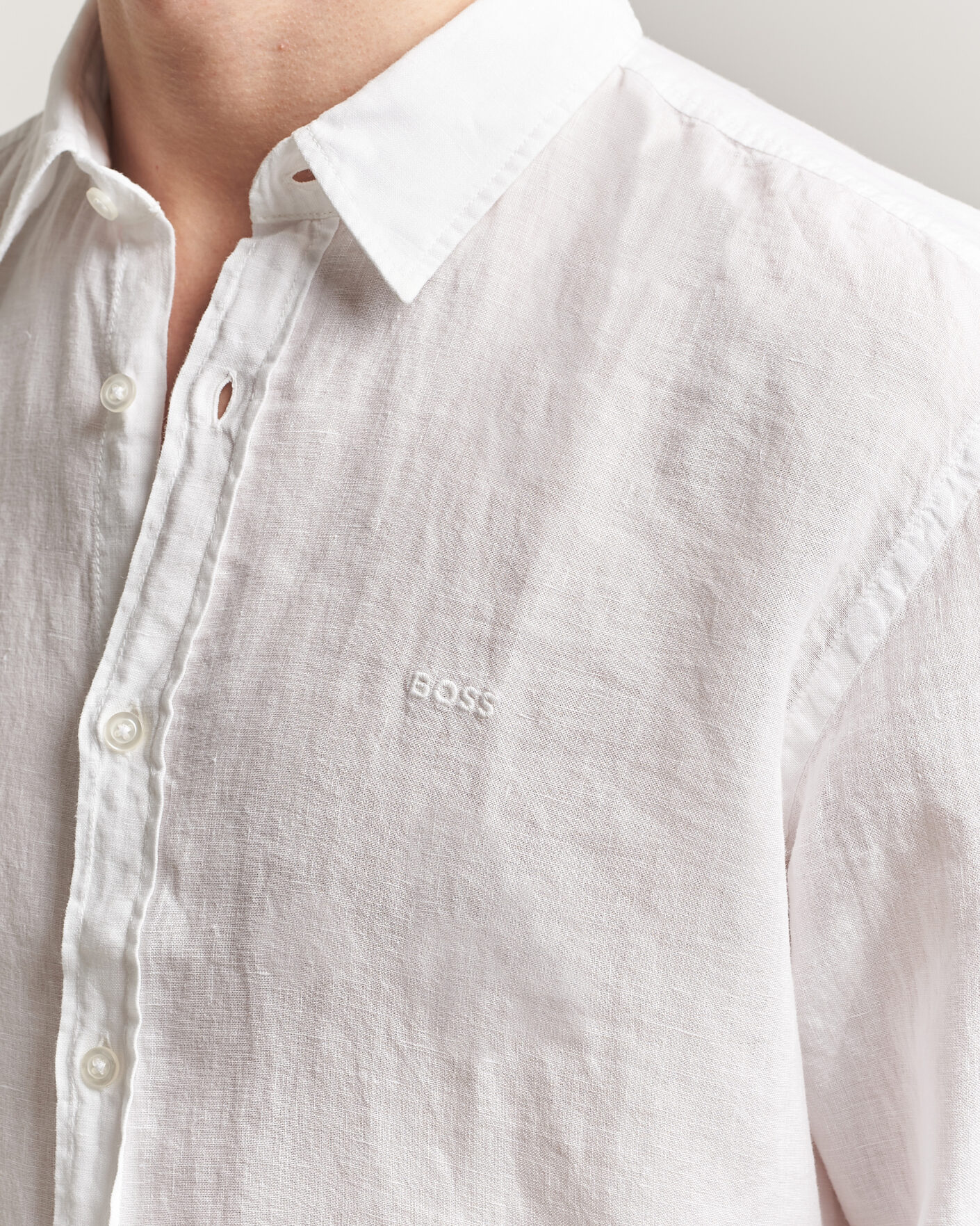 Men | Shirts | BOSS ORANGE | Relegant Linen Shirt White