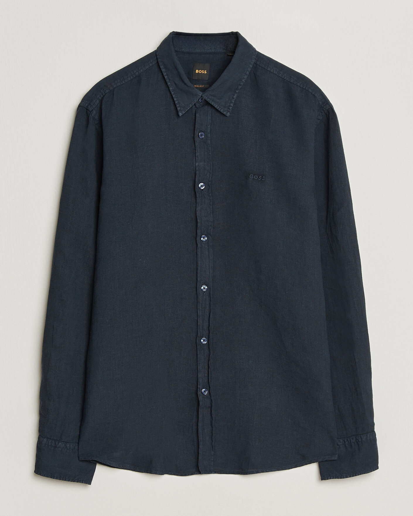 Men | Shirts | BOSS ORANGE | Relegant Linen Shirt Dark Blue