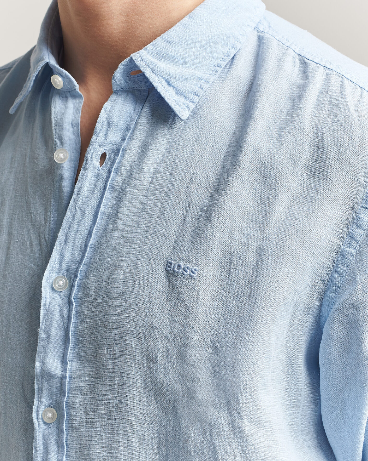 Men | Shirts | BOSS ORANGE | Relegant Linen Shirt Light Blue