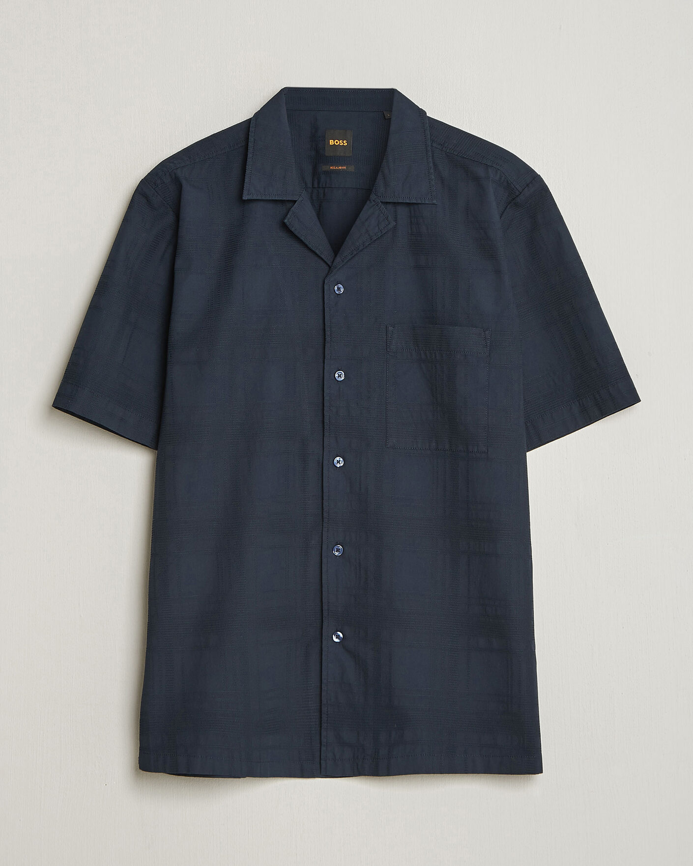 Men | Shirts | BOSS ORANGE | Rayer Cotton Resort Shirt Dark Blue