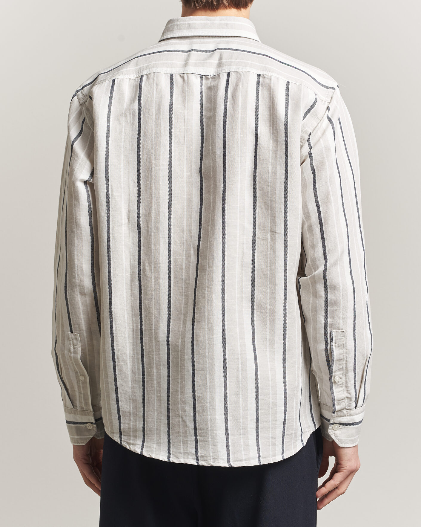 Men | Shirts | BOSS ORANGE | Ricoplus Linen/Cotton Striped Shirt Beige