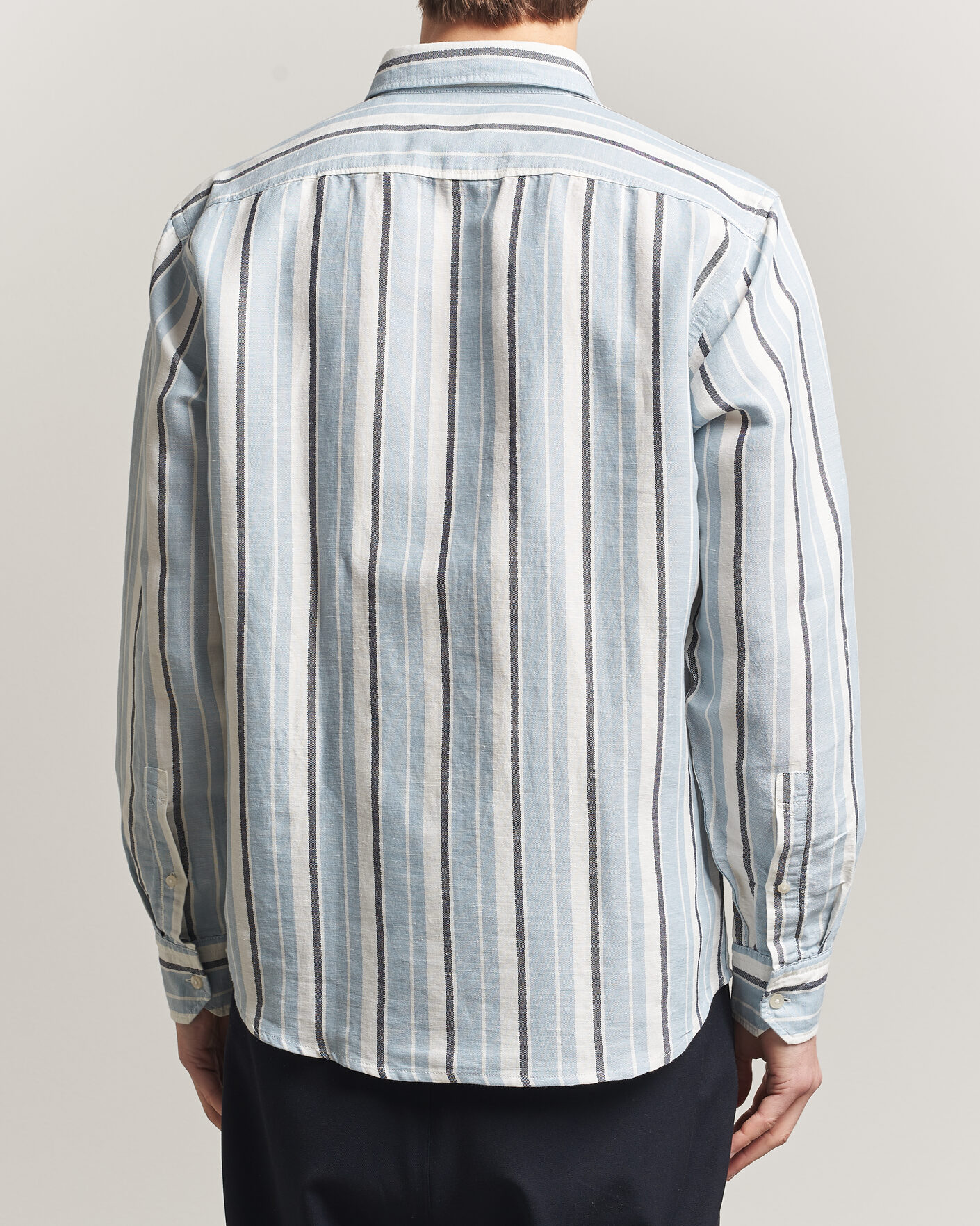 Men | Shirts | BOSS ORANGE | Ricoplus Linen/Cotton Striped Shirt Light Blue