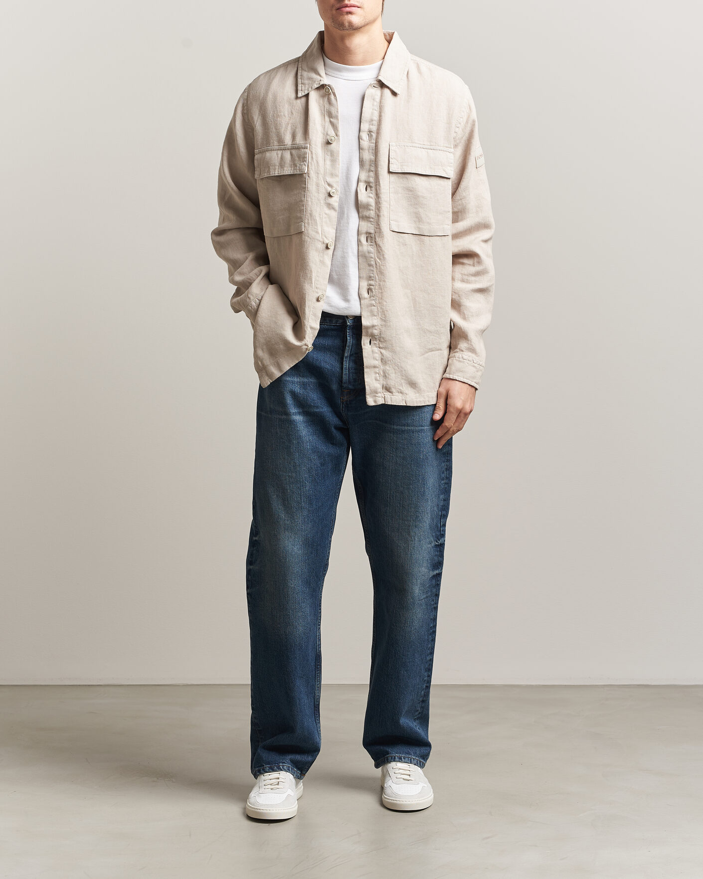 Men | Shirts | BOSS ORANGE | Locky Linen Overshirt Beige