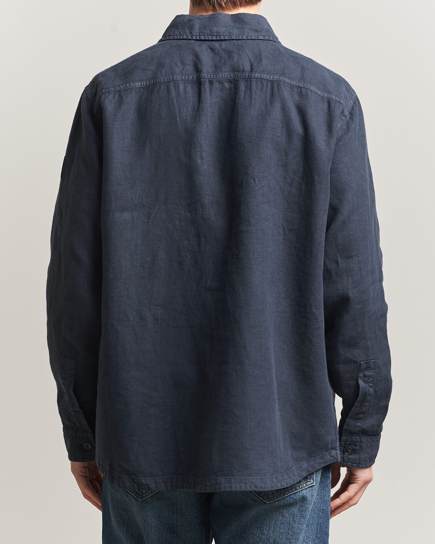 Men | Shirts | BOSS ORANGE | Locky Linen Overshirt Dark Blue