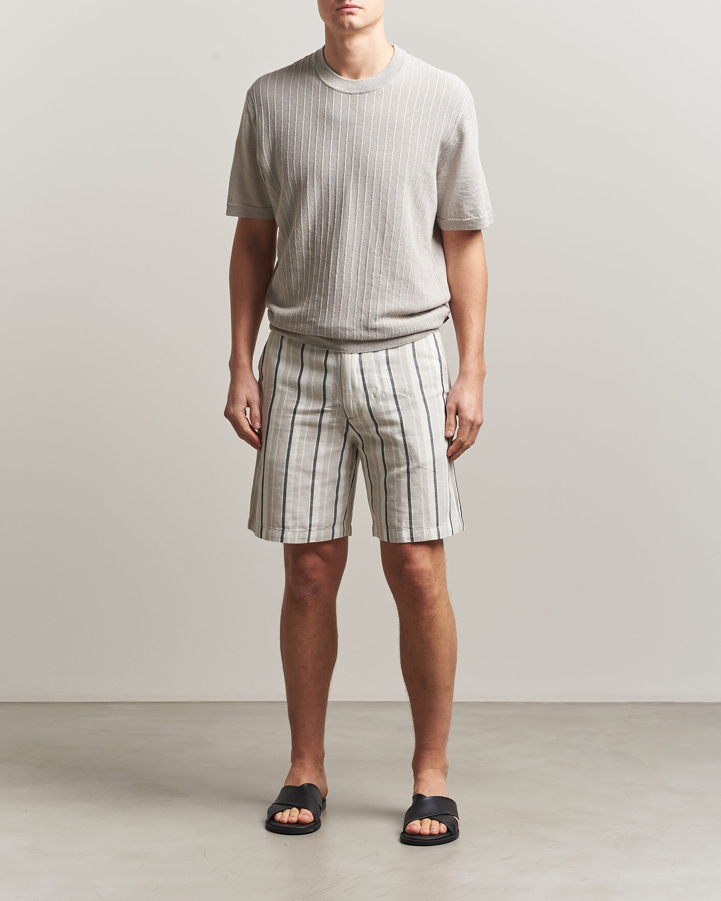 Men | T-Shirts | BOSS ORANGE | Kajordino Linen/Cotton Knitted T-Shirt Beige