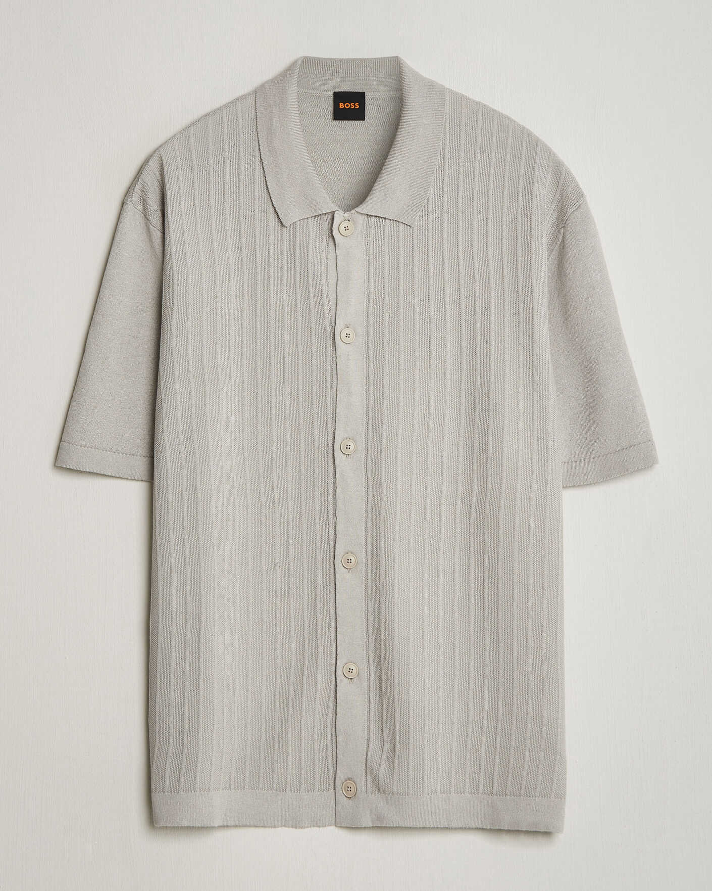 Men | Shirts | BOSS ORANGE | Amicino Linen/Cotton Knitted Shirt Beige