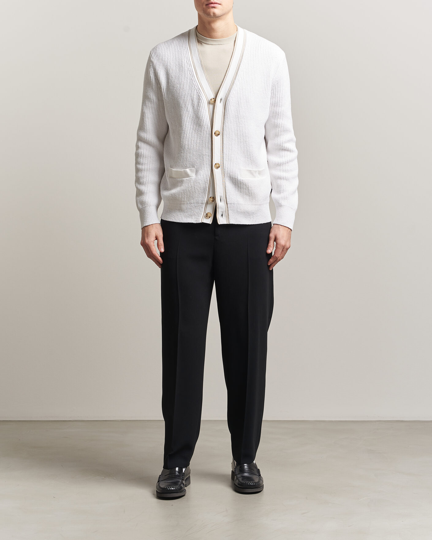 Men | Sweaters & Knitwear | BOSS BLACK | Napoli Knitted Cardigan White