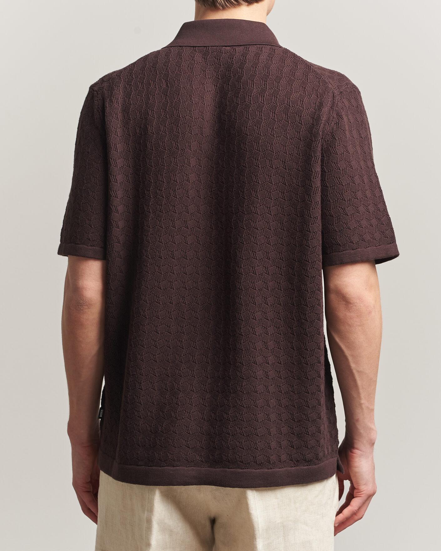 Men | Shirts | BOSS BLACK | Nappo Knitted Short Sleeve Shirt Dark Brown