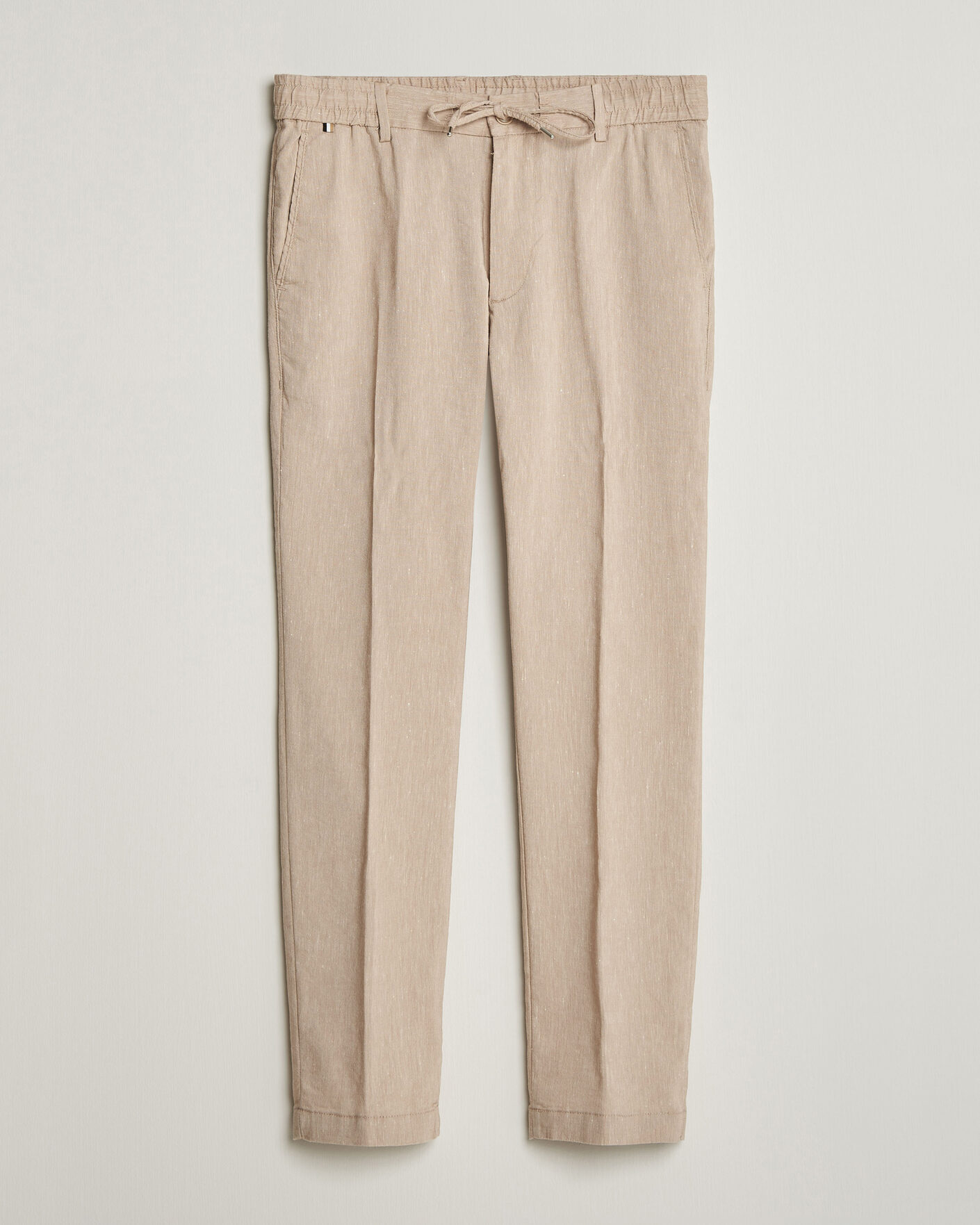 Men | Trousers | BOSS BLACK | Kane Linen Drawstring Trousers Open Beige