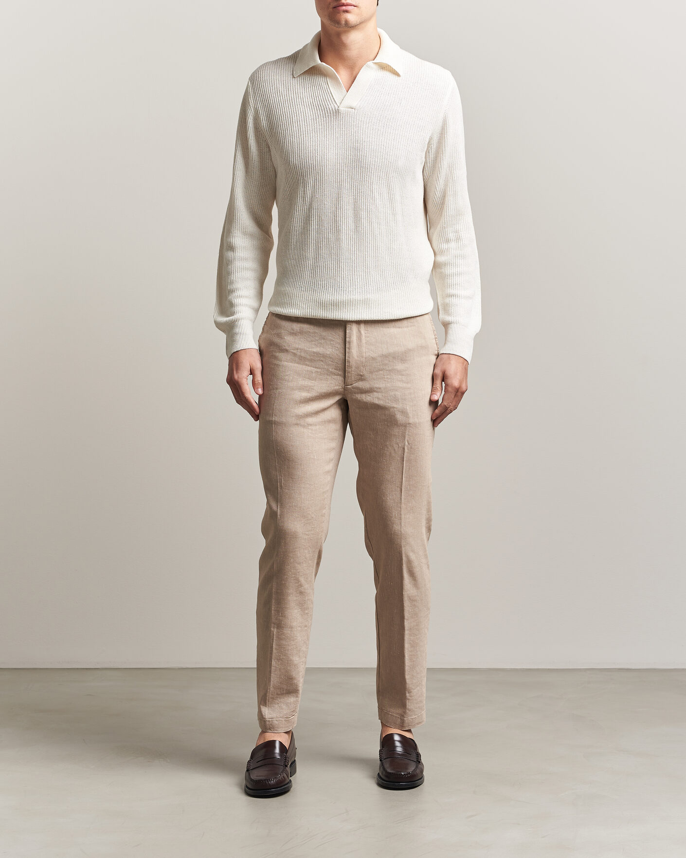 Men | Trousers | BOSS BLACK | Kane Linen Drawstring Trousers Open Beige