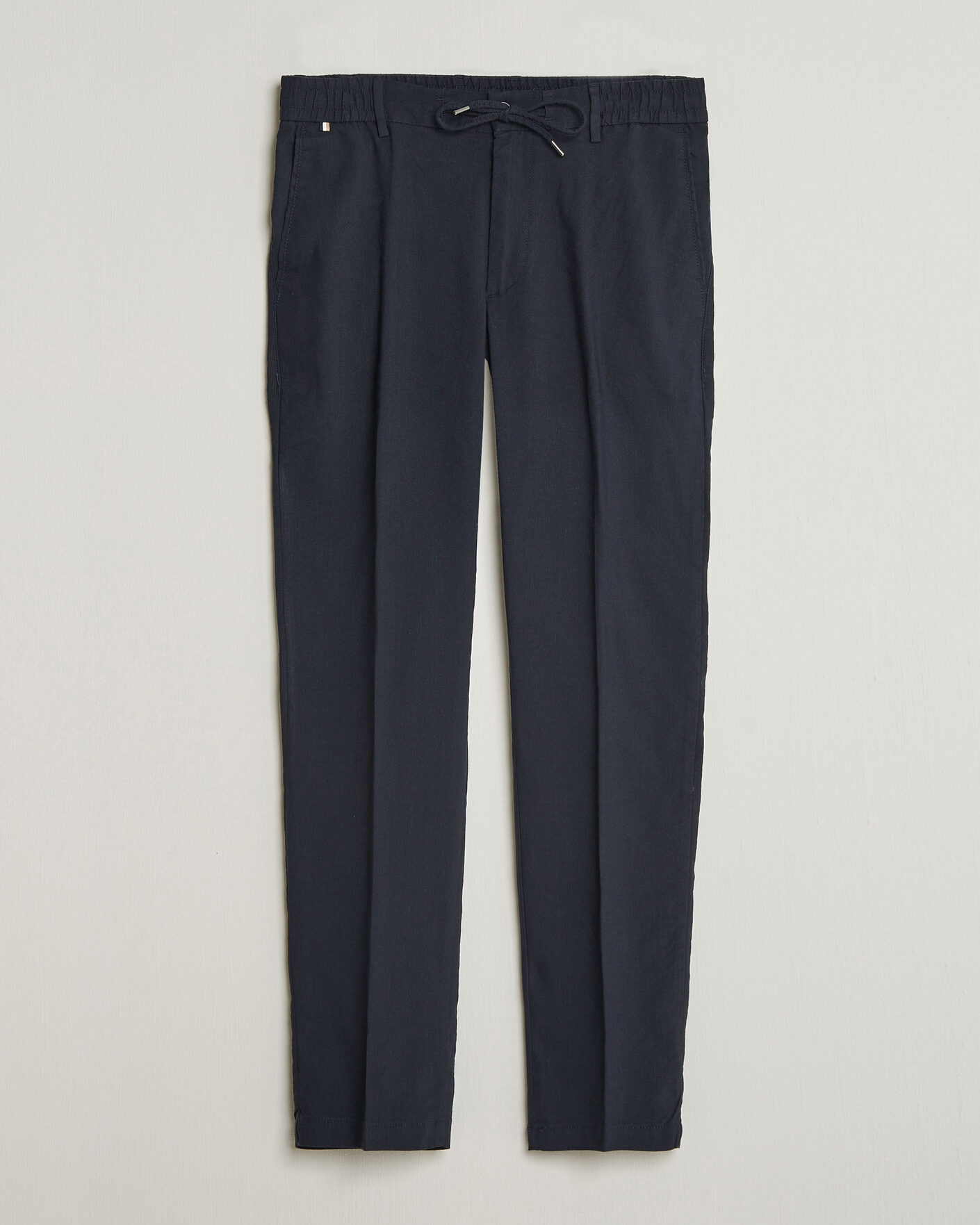 Men | Trousers | BOSS BLACK | Kane Linen Drawstring Trousers Dark Blue