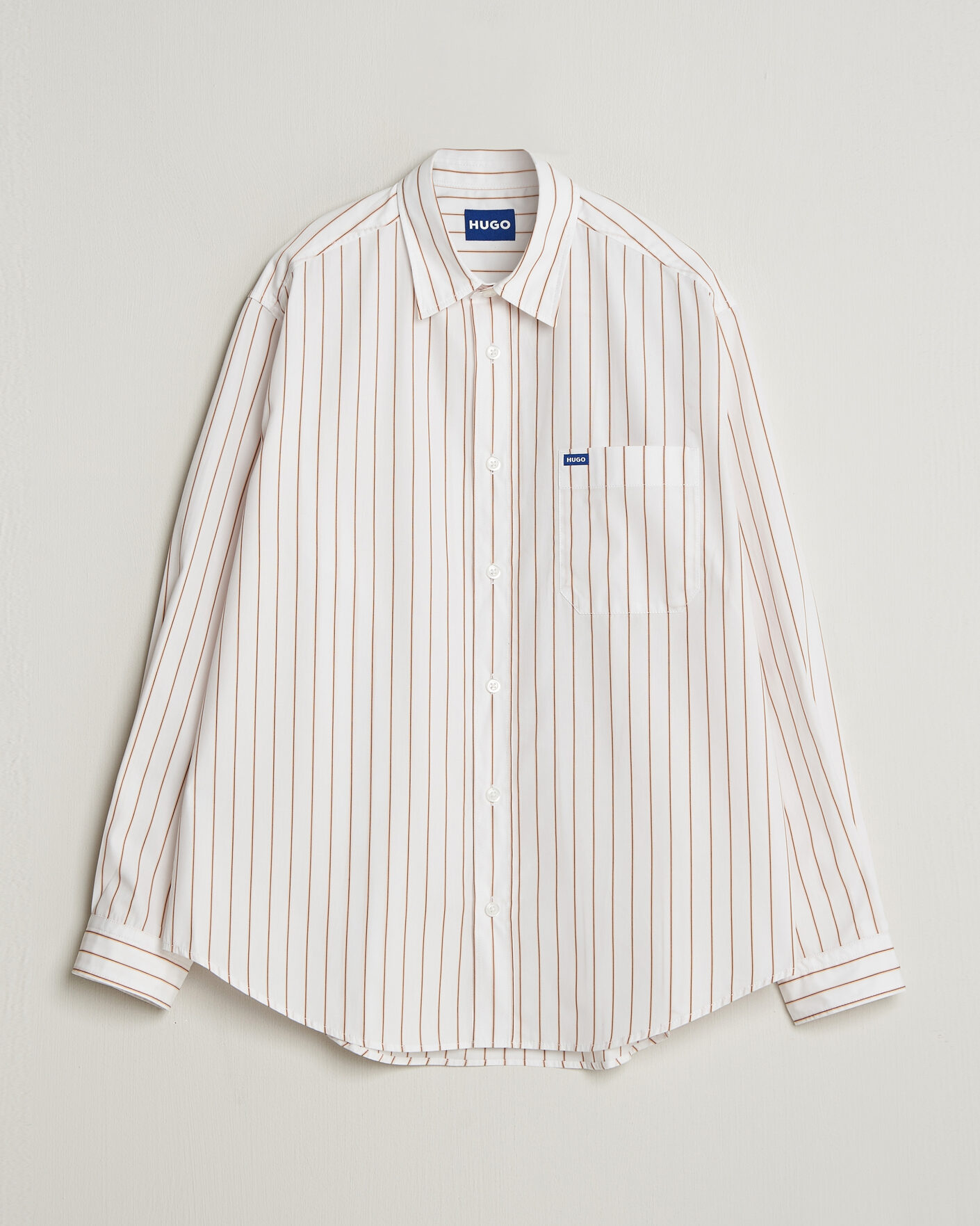 Men | Shirts | HUGO | Ebalto Striped Cotton Shirt Light Orange