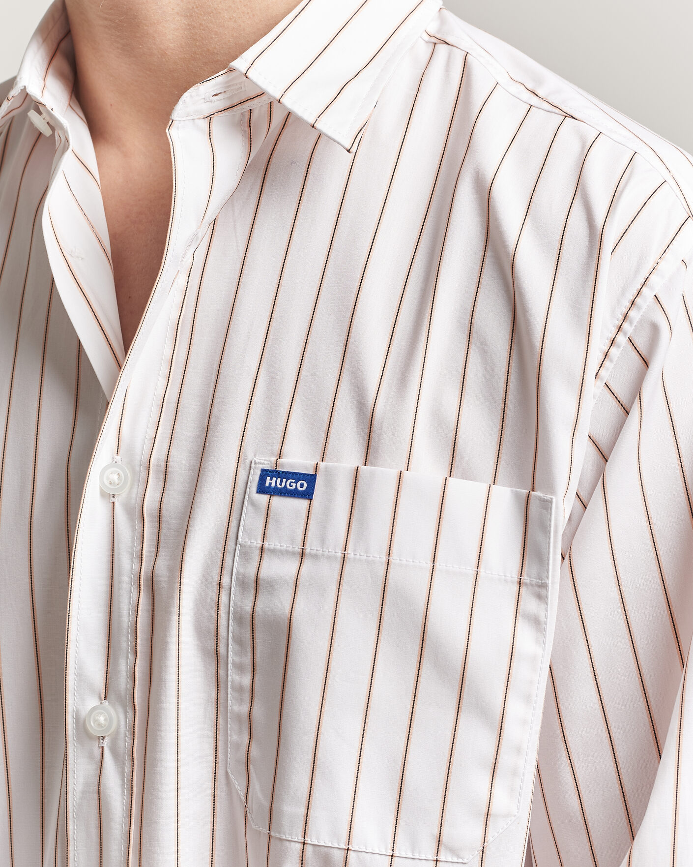 Men | Shirts | HUGO | Ebalto Striped Cotton Shirt Light Orange