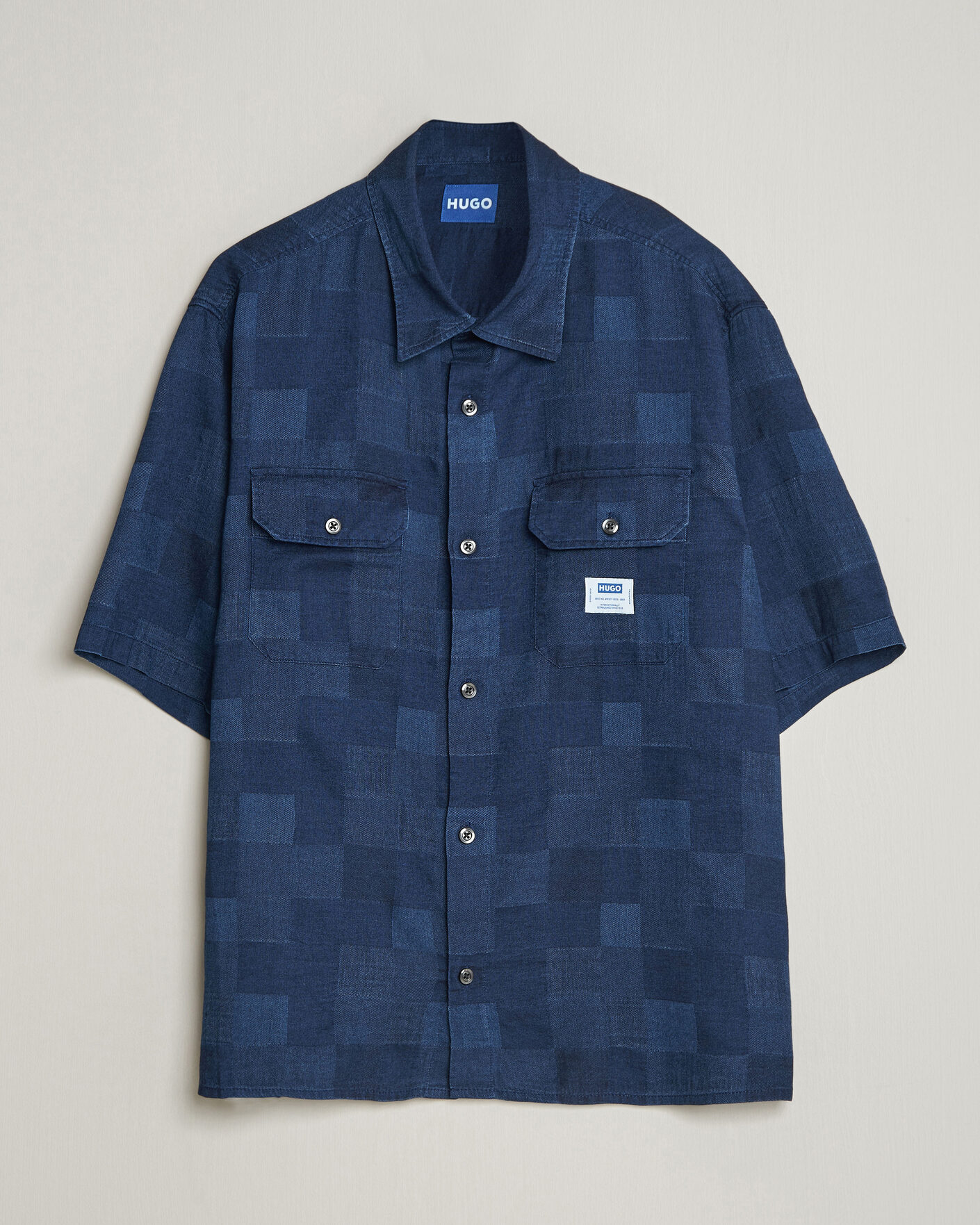 Men | Shirts | HUGO | Ekyno Workwear Short Sleeve Shirt Dark Blue