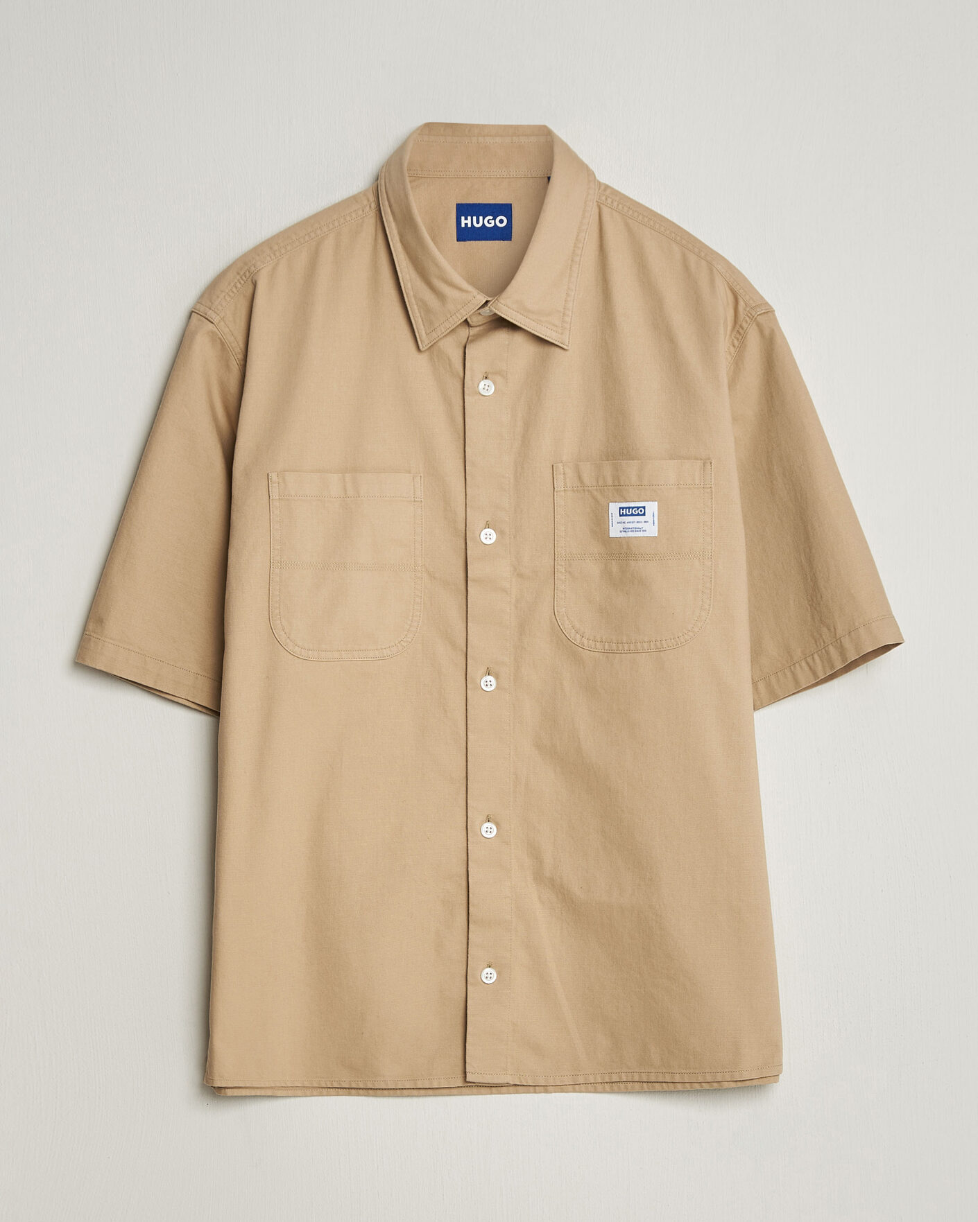 Men | Shirts | HUGO | Ebwin Workwear Short Sleeve Shirt Medium Beige