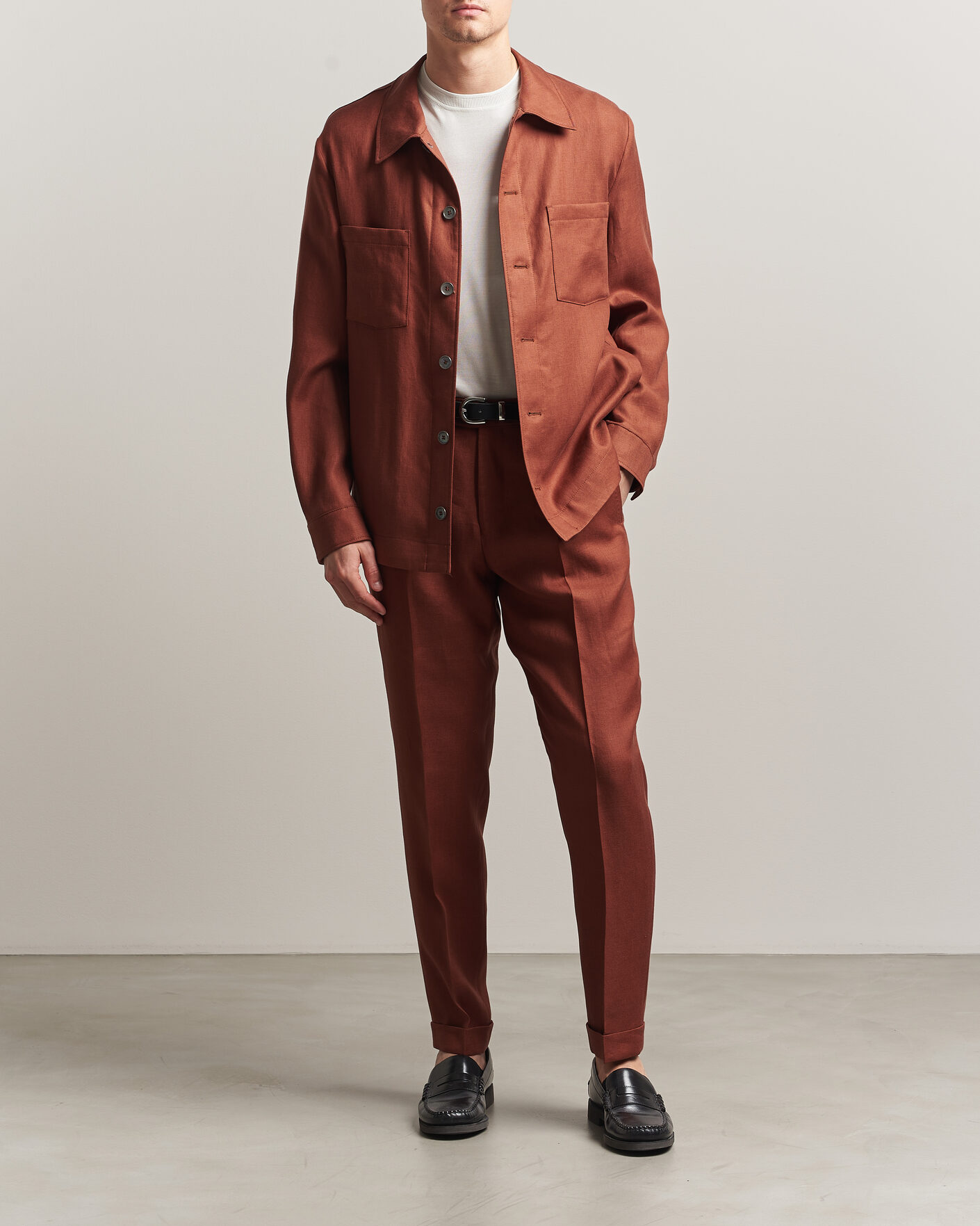 Men | Shirts | BOSS CAMEL | Corvin Linen Overshirt Medium Brown