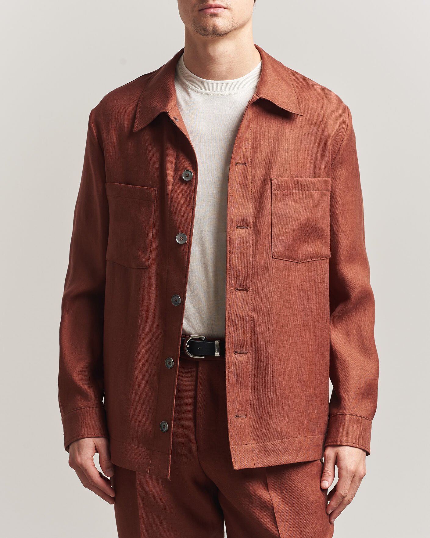 Men | Shirts | BOSS CAMEL | Corvin Linen Overshirt Medium Brown