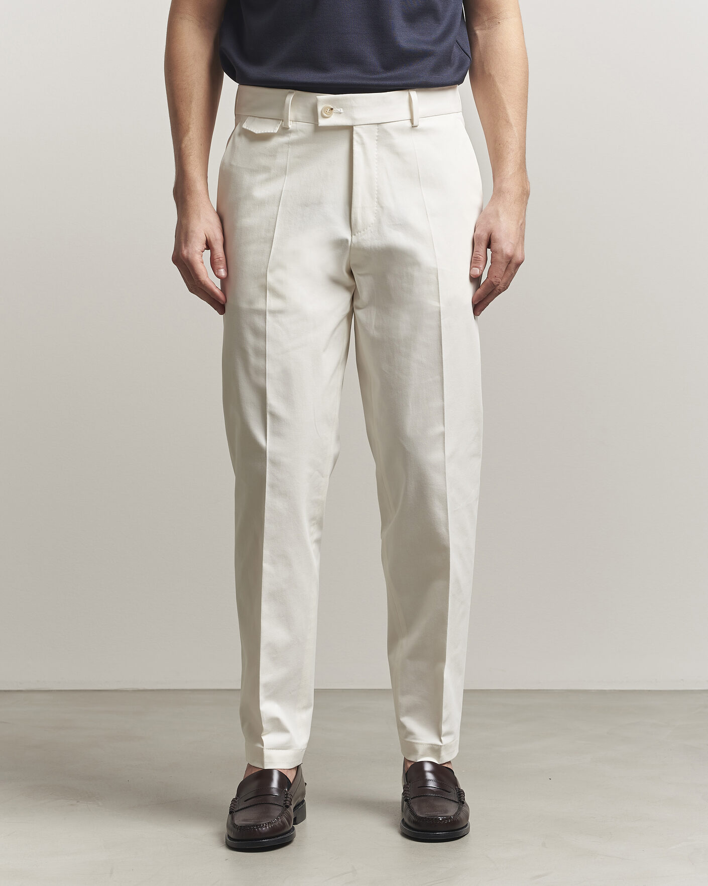 Men | Trousers | BOSS CAMEL | Peet Cotton Pleated Trousers Open White