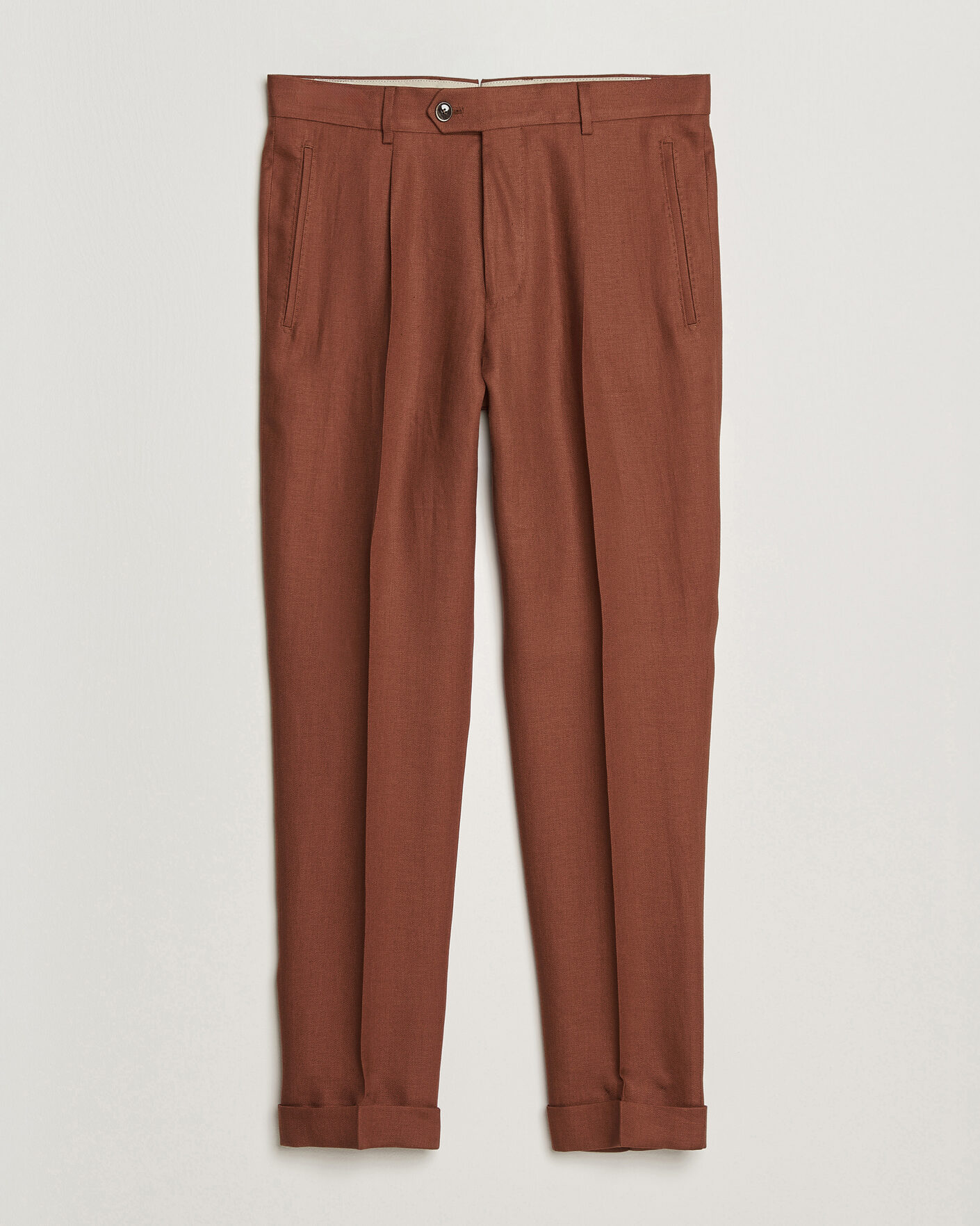 Men | Trousers | BOSS CAMEL | Peet Linen Pleated Trousers Rust