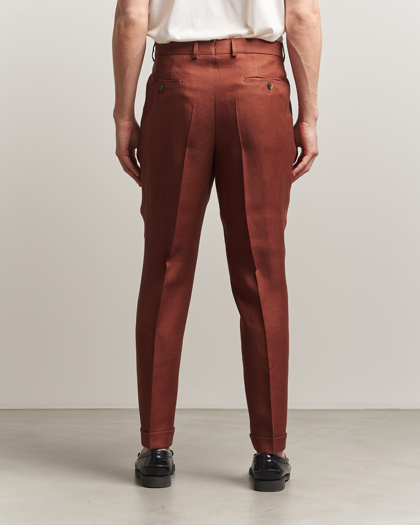 Men | Trousers | BOSS CAMEL | Peet Linen Pleated Trousers Rust