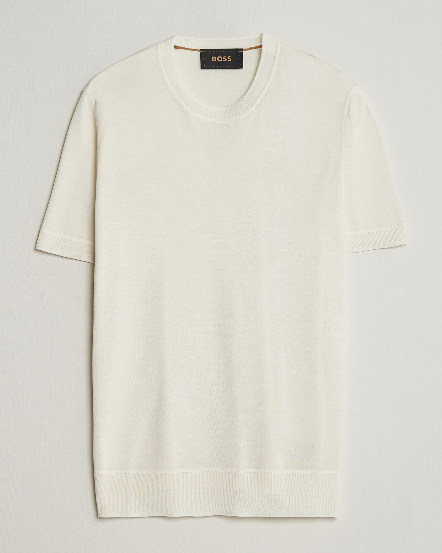 Men | T-Shirts | BOSS CAMEL | Nottano Silk Knitted T-Shirt Open White