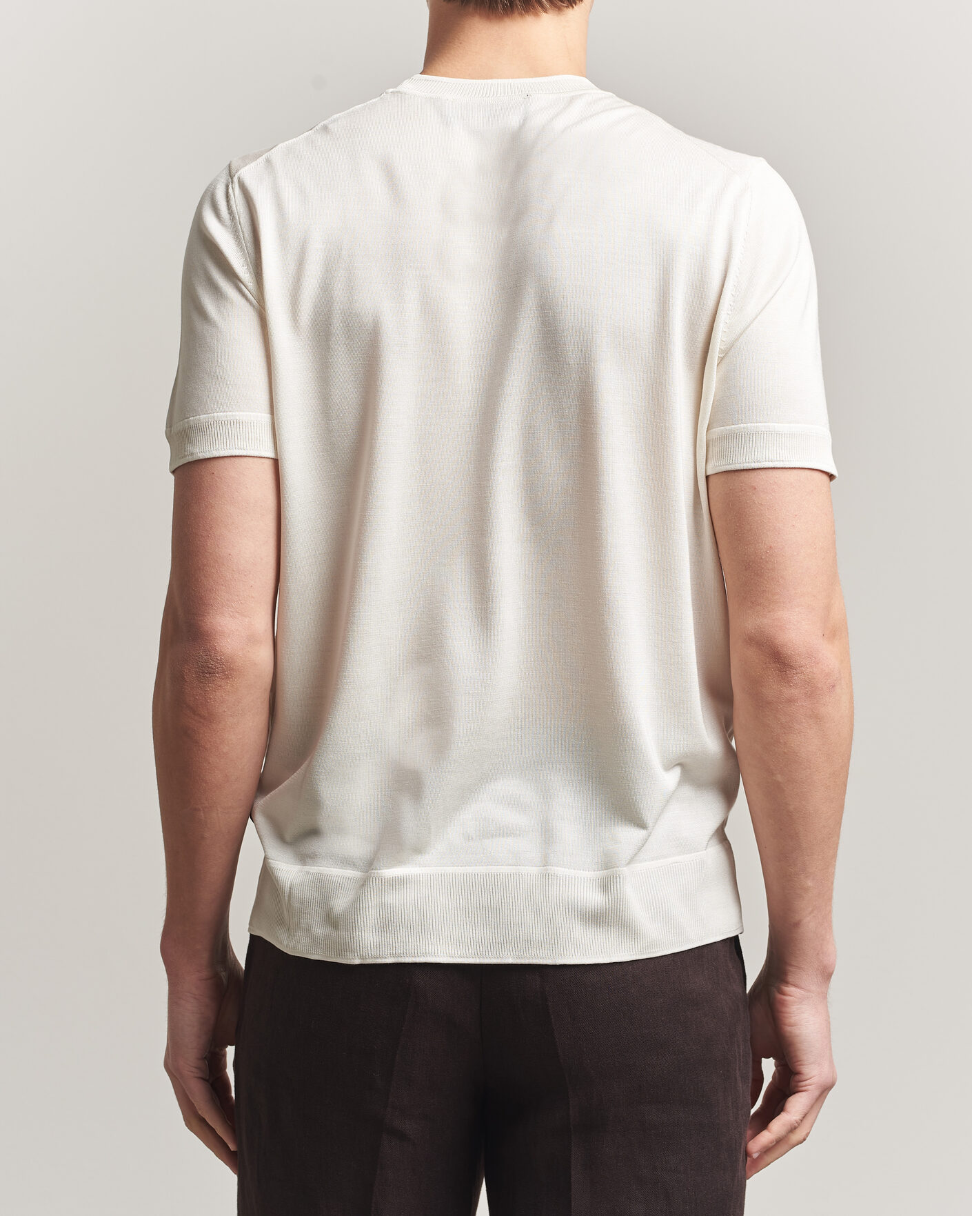 Men | T-Shirts | BOSS CAMEL | Nottano Silk Knitted T-Shirt Open White
