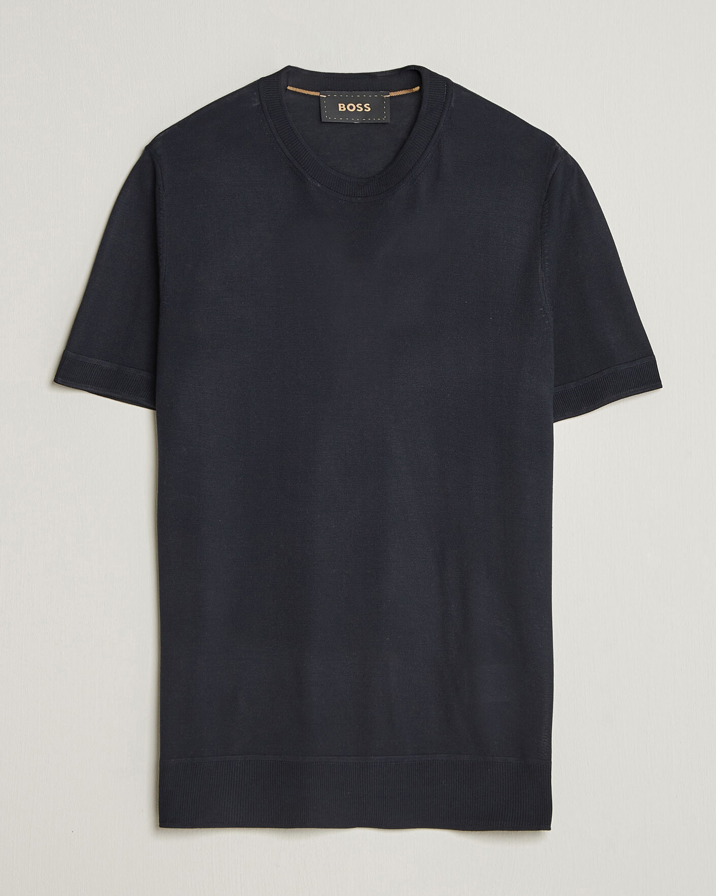 Men | T-Shirts | BOSS CAMEL | Nottano Silk Knitted T-Shirt Dark Blue