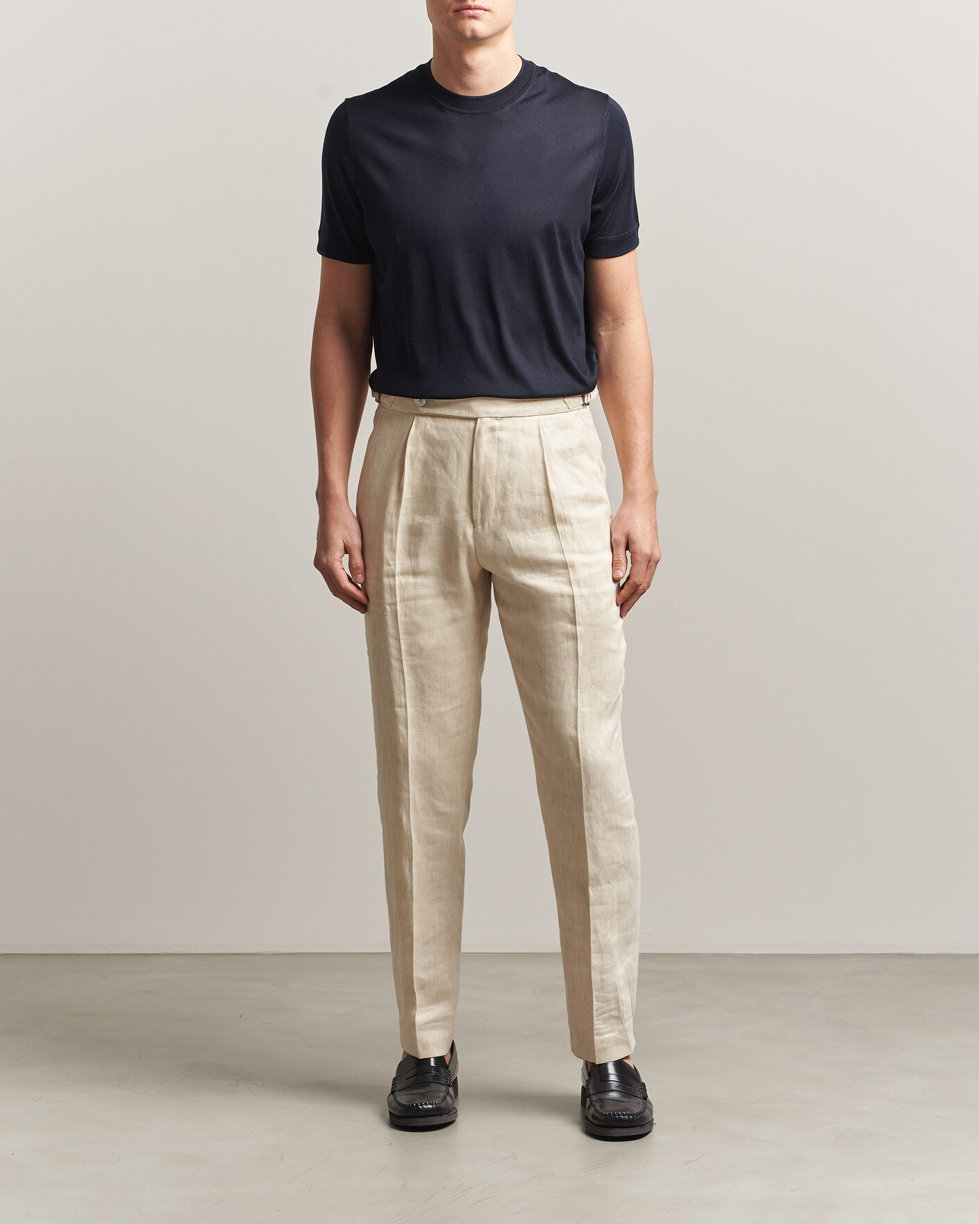 Men | T-Shirts | BOSS CAMEL | Nottano Silk Knitted T-Shirt Dark Blue