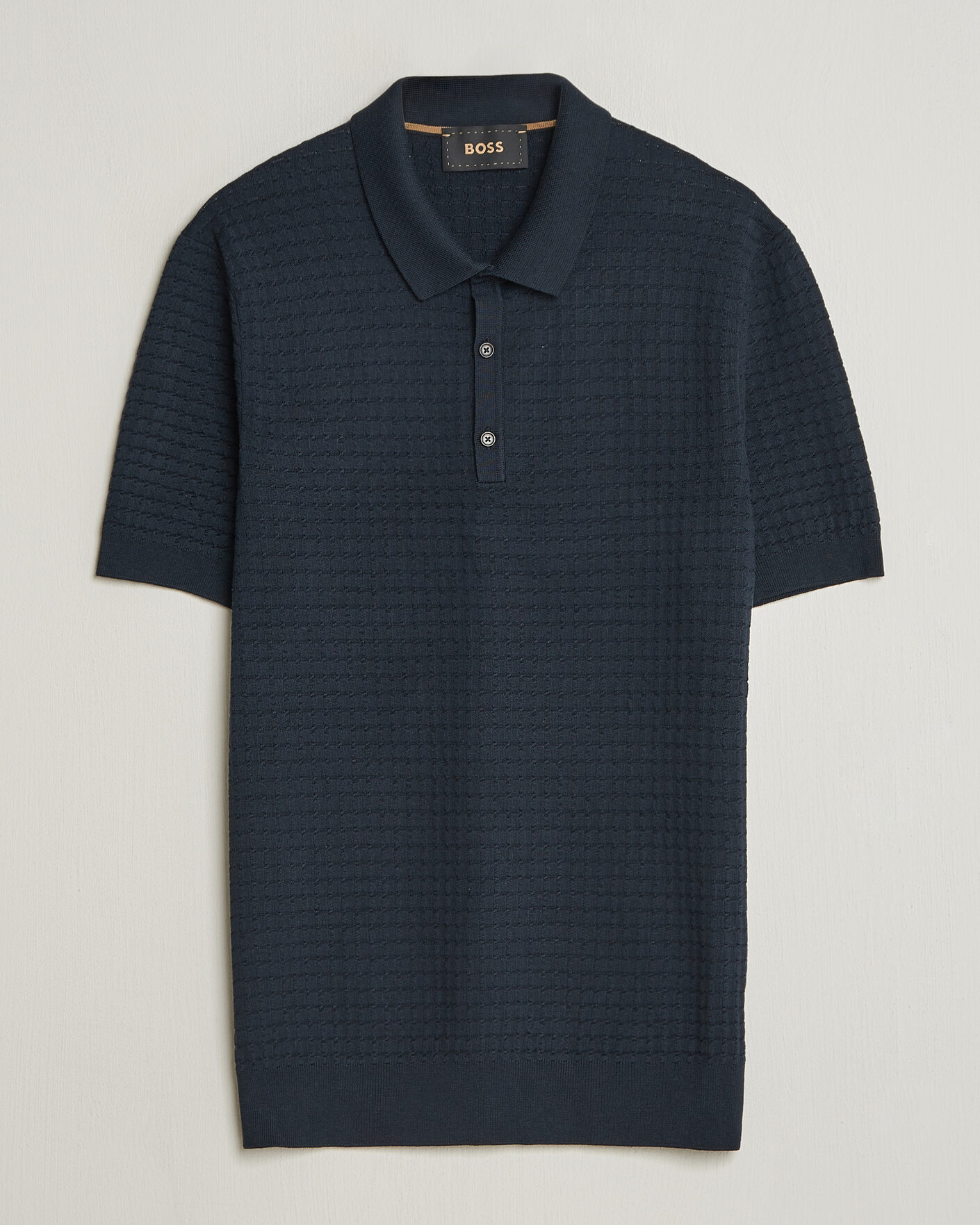 Men | Polo Shirts | BOSS CAMEL | Nadalione Silk/Cotton Knitted Polo Dark Blue