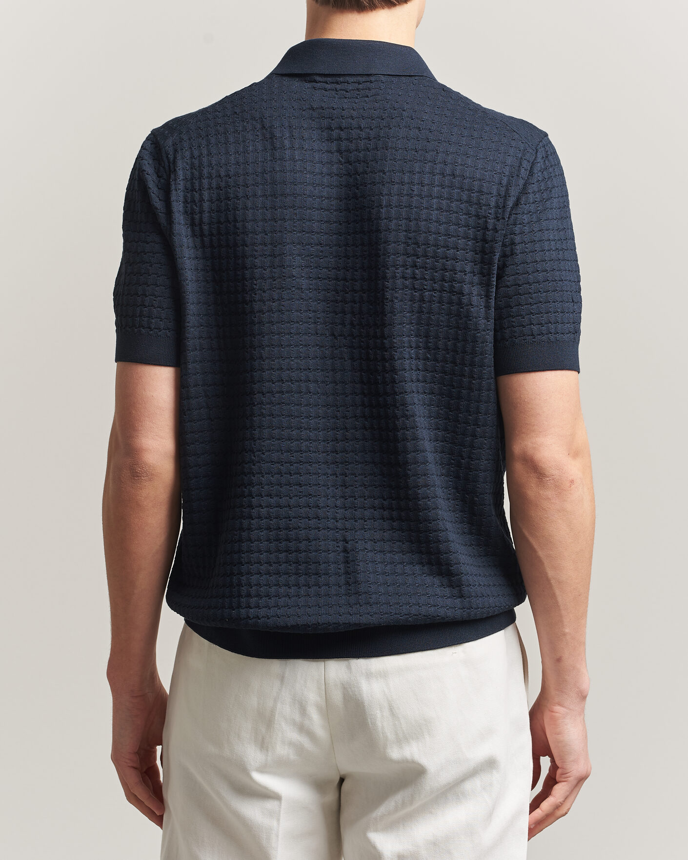 Men | Polo Shirts | BOSS CAMEL | Nadalione Silk/Cotton Knitted Polo Dark Blue