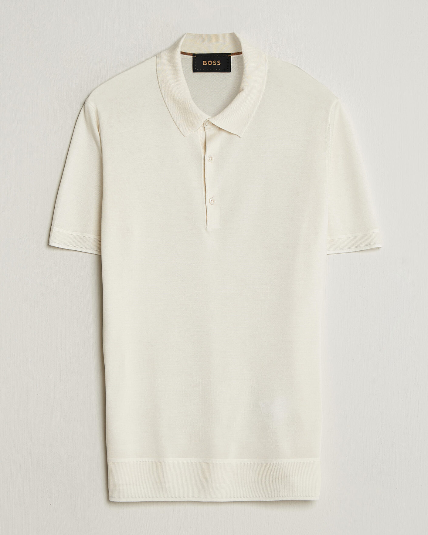 Men | Polo Shirts | BOSS CAMEL | Novo Silk Knitted Polo Open White