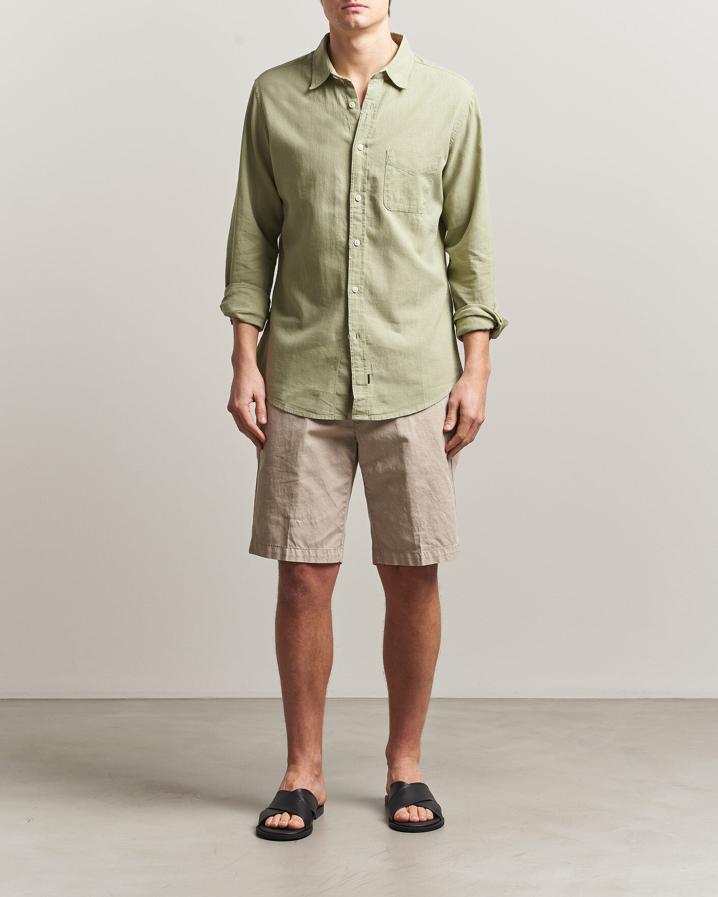 Men | Shirts | Dockers | Slim Linen/Cotton Shirt Tea